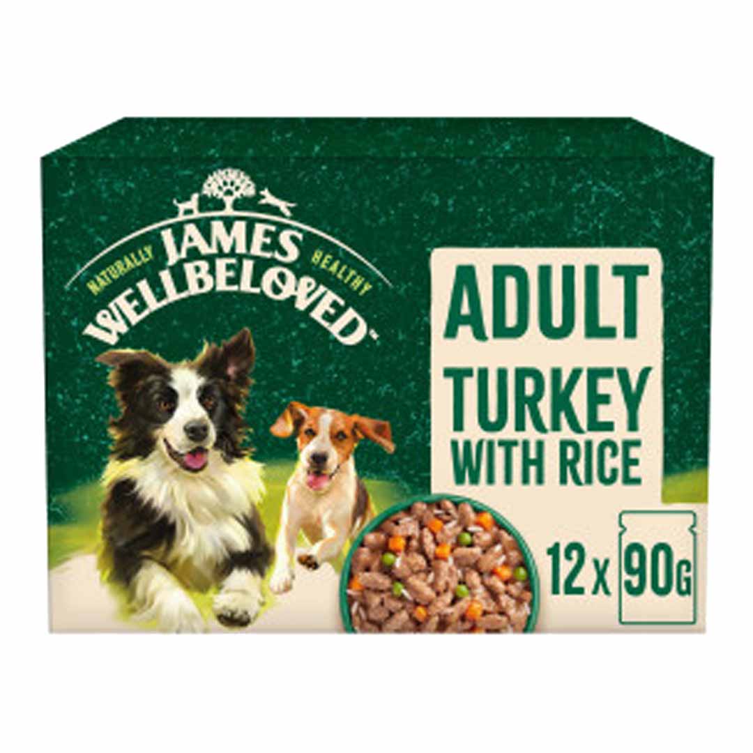 James Wellbeloved Dog Food, Adult Turkey in Gravy Pouch 12 x 90g Jollyes