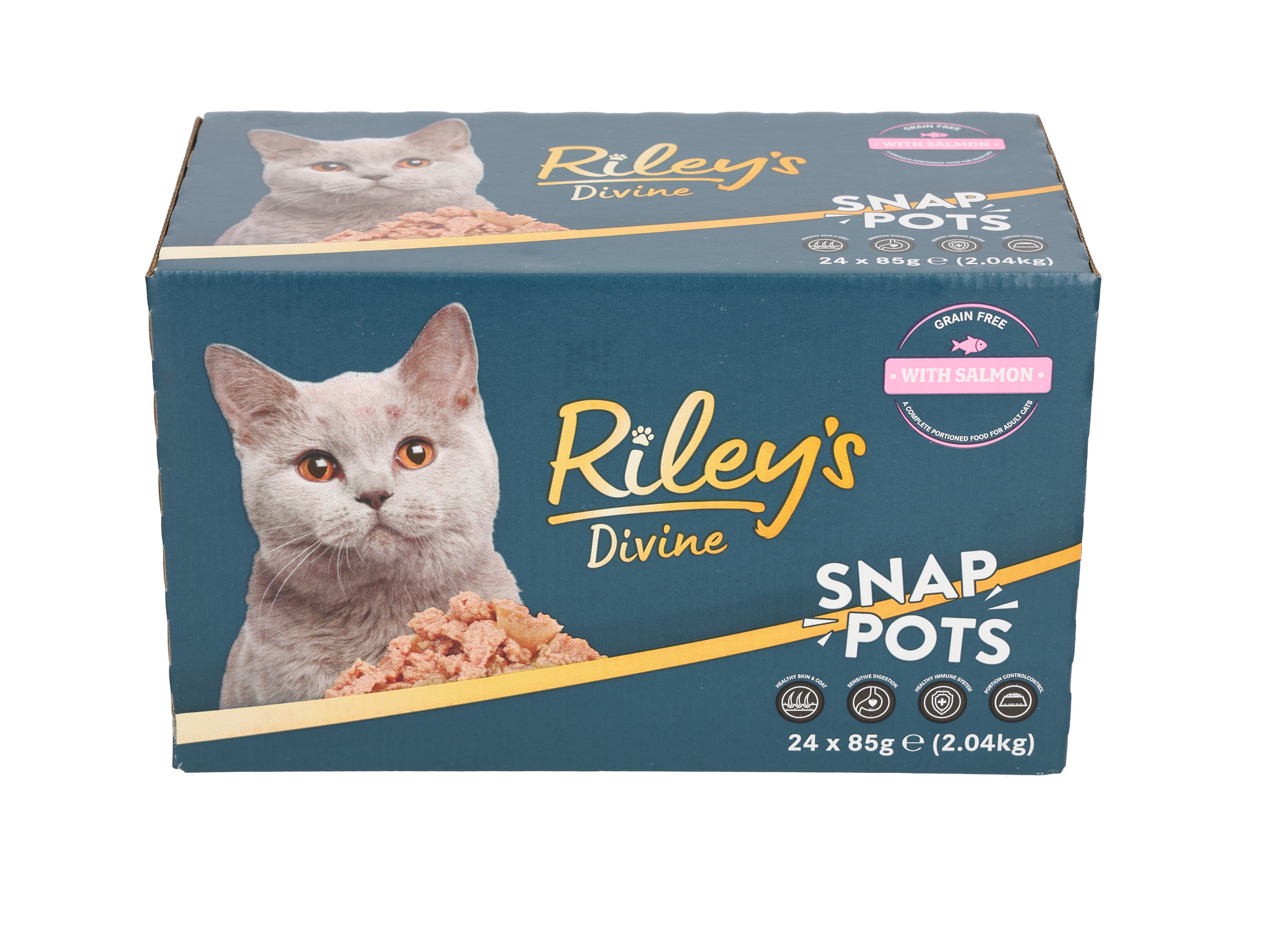 Riley's Riley'S Divine Grain Free Snap Pots Chicken Salmon Adult Dry Cat Food pet food packaging