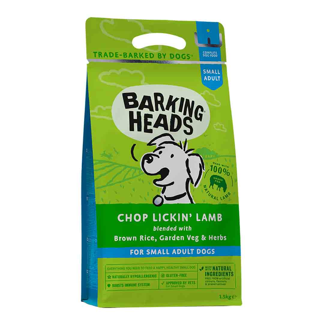Barking Heads Barking Heads Chop Lickin Small Lamb Adult Dry Dog Food pet food packaging