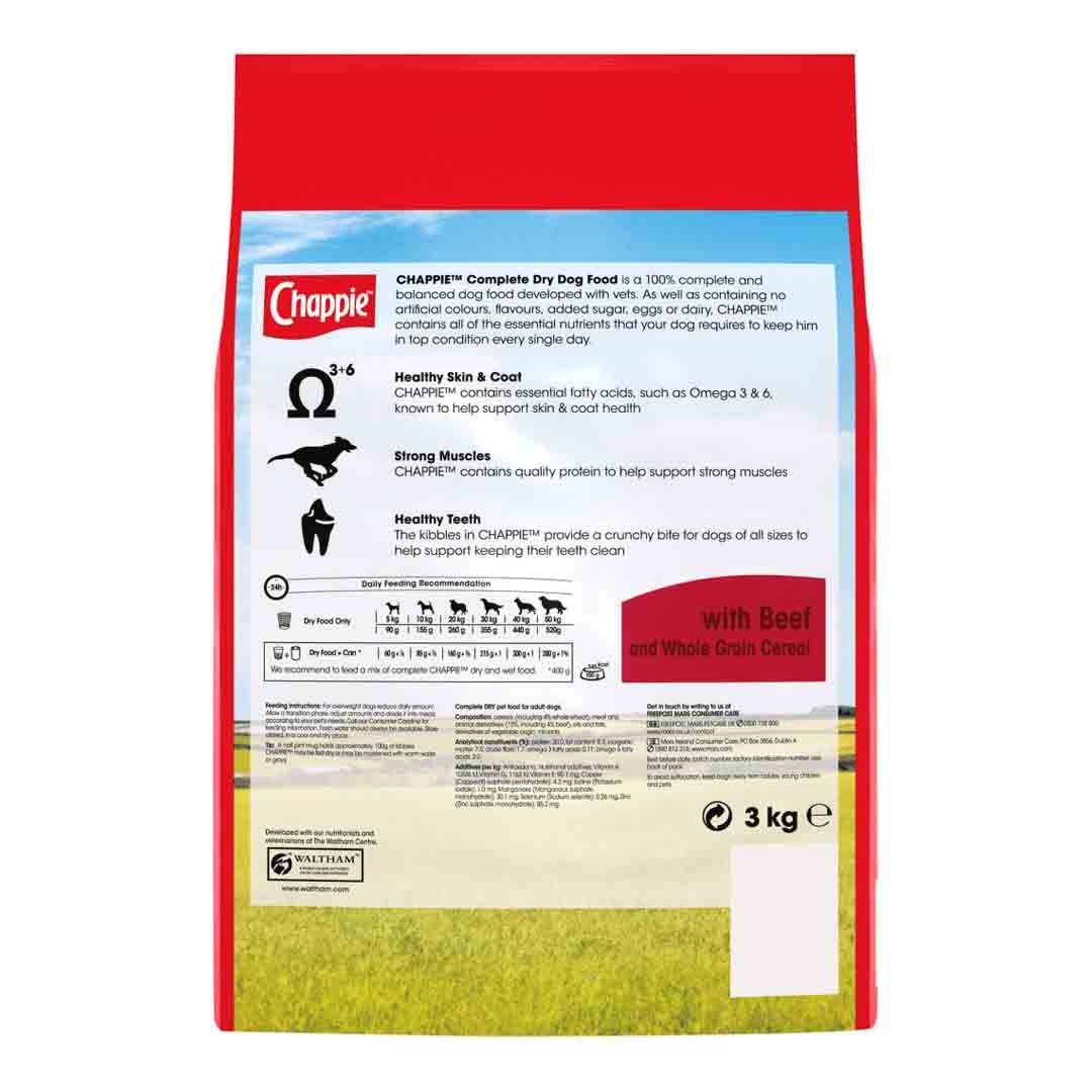 Chappie Dry with Beef and Whole Grain Cereal 3kg Dry Dog Food