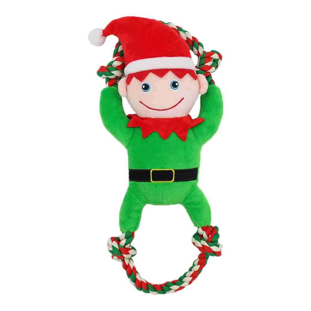 R&R Elf On Rope Dog Toy