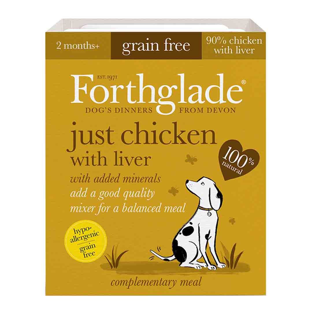 Forthglade Just Chicken With Liver Adult Dog Food Tray 395g Wet Dog Food
