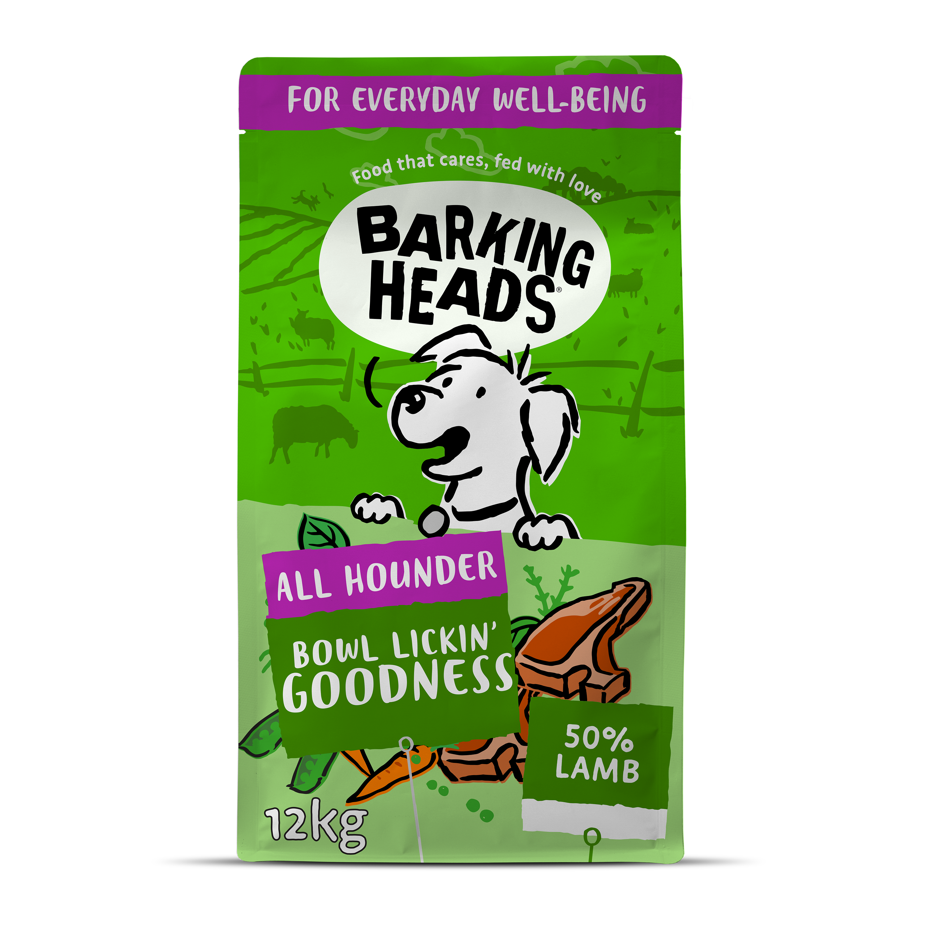 Barking Heads Barking Heads All Hounder Bowl Lickin Goodness Lamb Adult Dry Dog Food pet food packaging