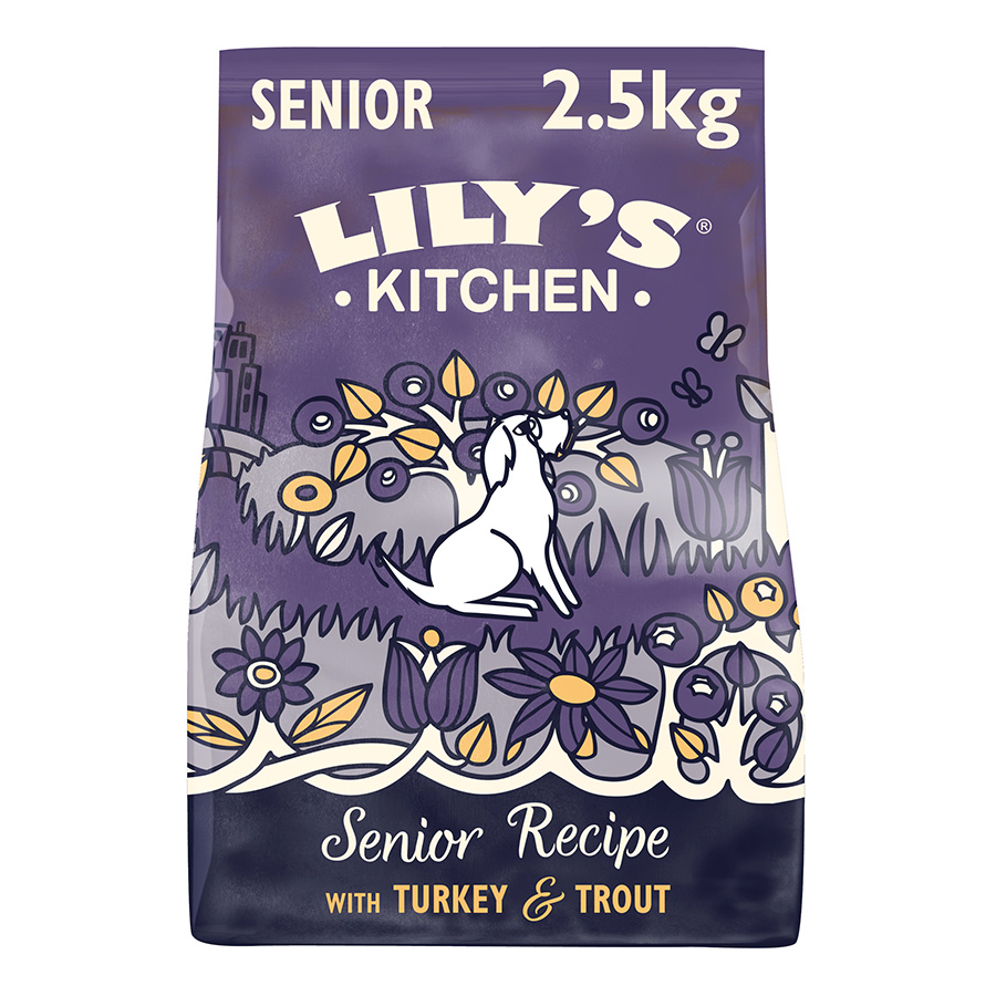 Lily's Kitchen Lily'S Kitchen 38 Trout Turkey Senior Dry Dog Food pet food packaging