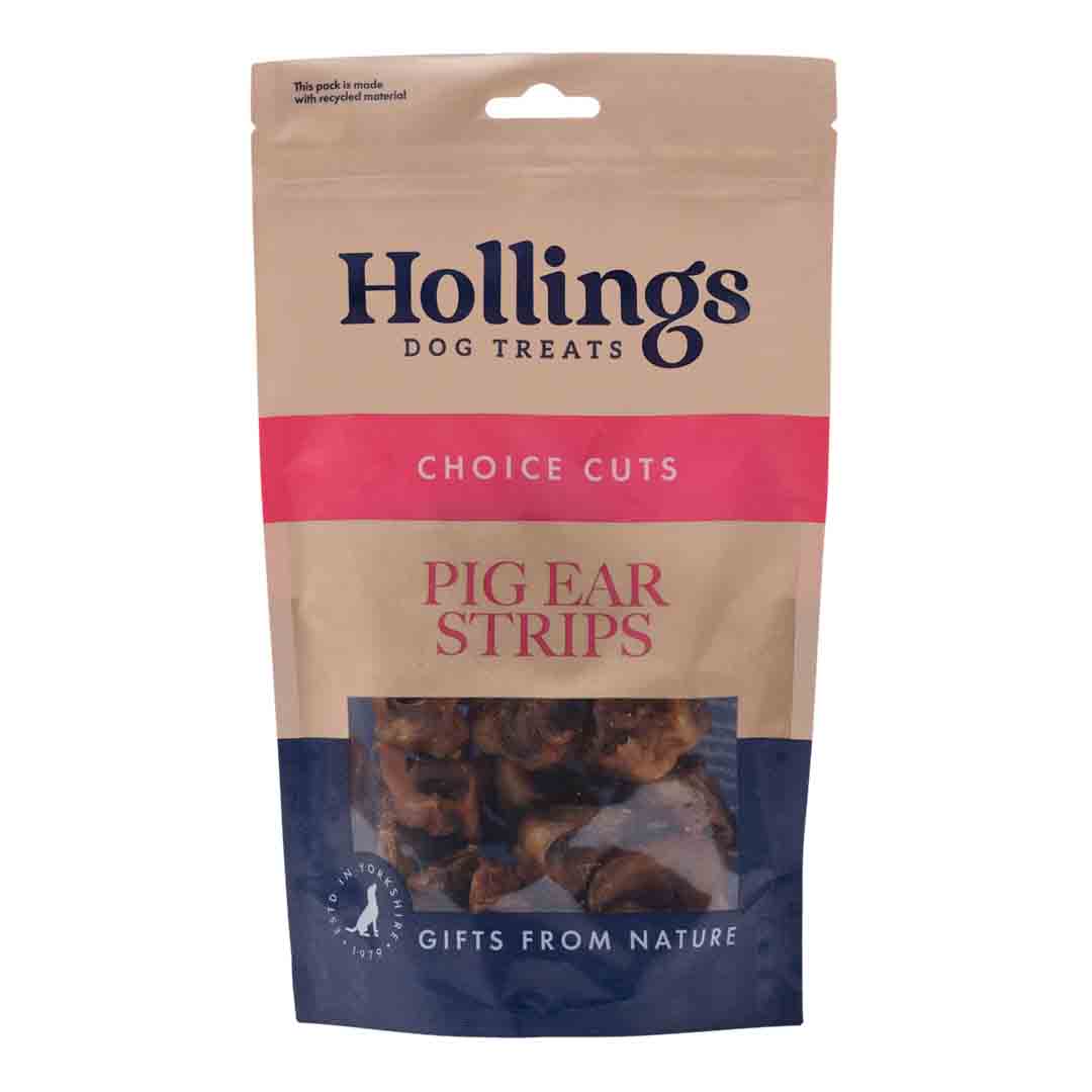 Hollings Dried Pigs Ears Strips 500g Dog Chews