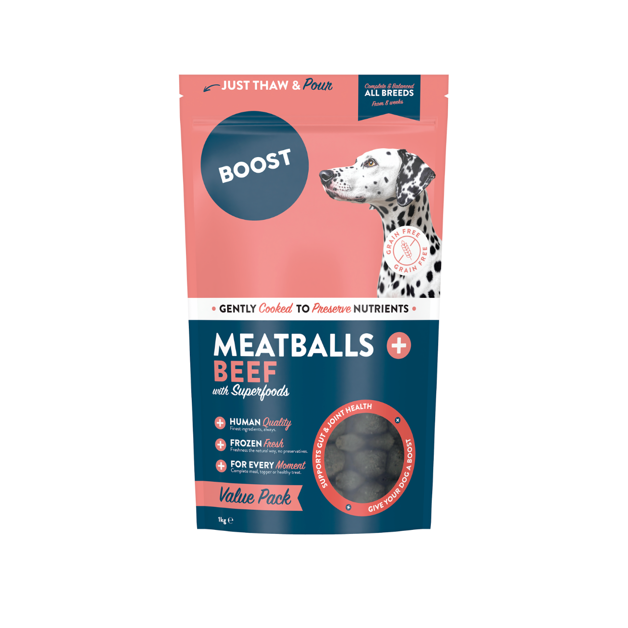 Jollyes Brand Jollyes Brand Boost Meatballs Beef Adult Dry Dog Food pet food packaging