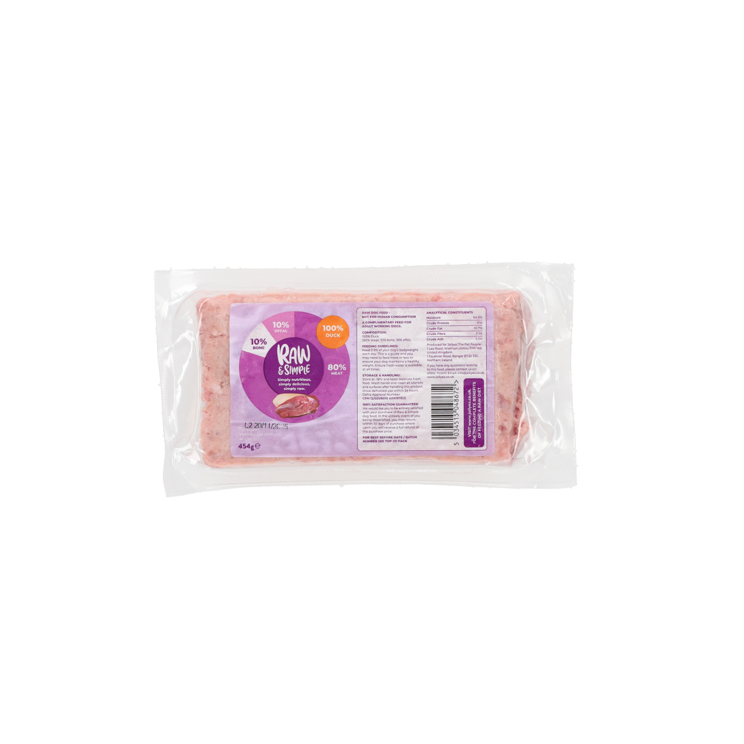 Jollyes Brand Jollyes Brand Raw Simple Mince Duck Adult Dry Dog Food pet food packaging
