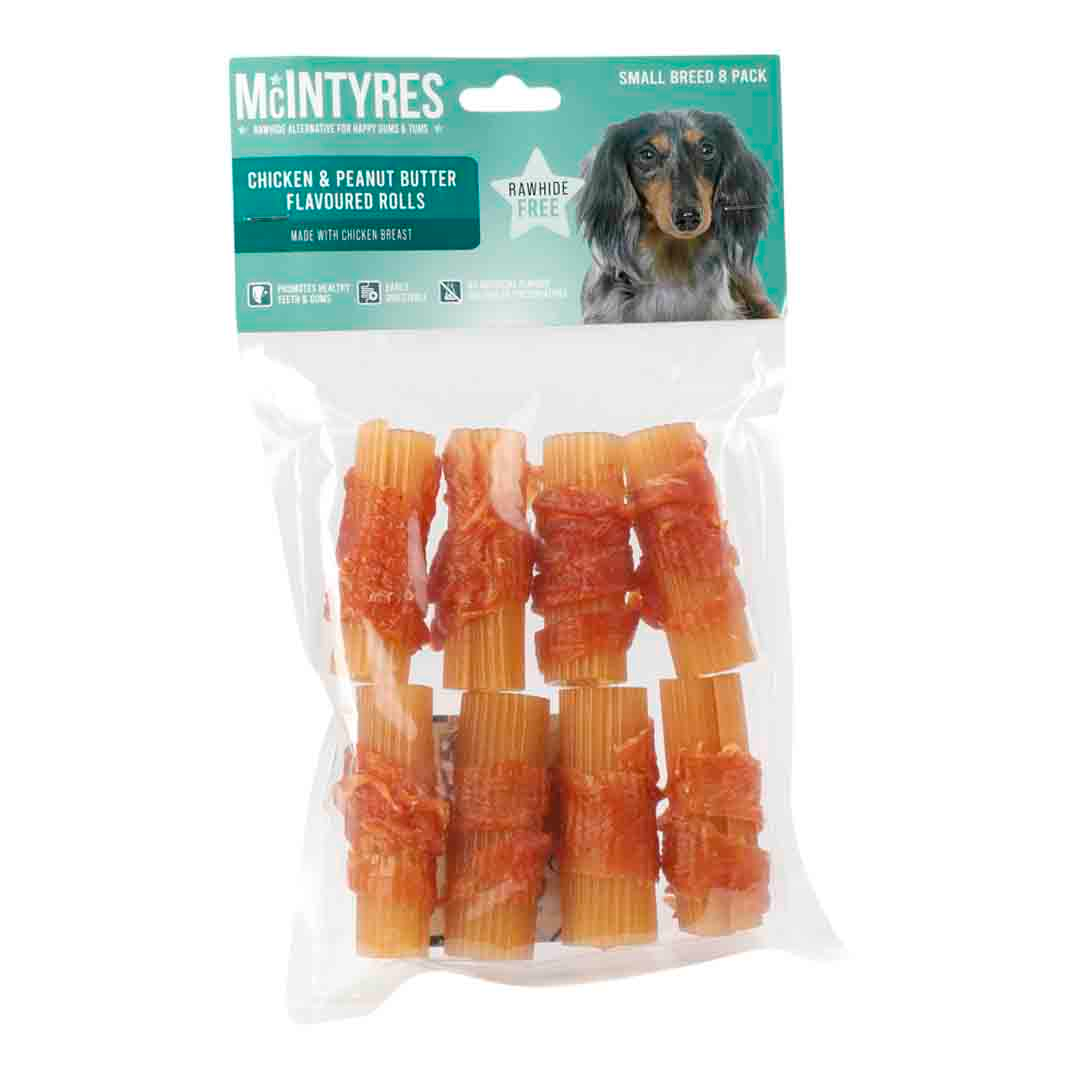 Mcintyres Chicken Peanut Butter Rolls Dog Treat Jollyes