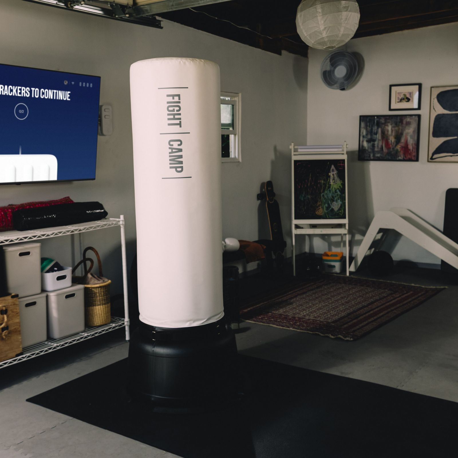 FightCamp bag in home gym setup