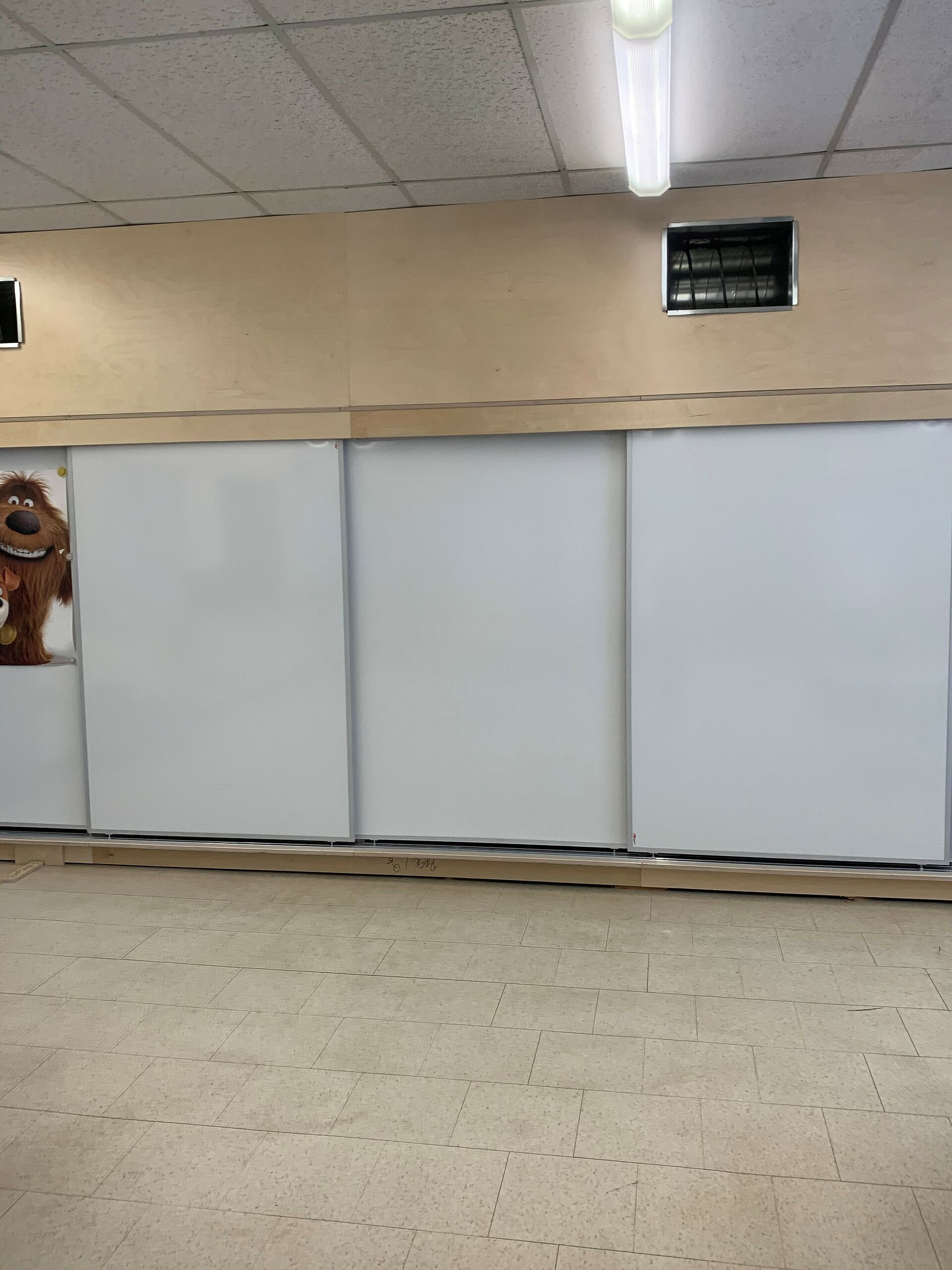 Photograph of a wall with sliding doors