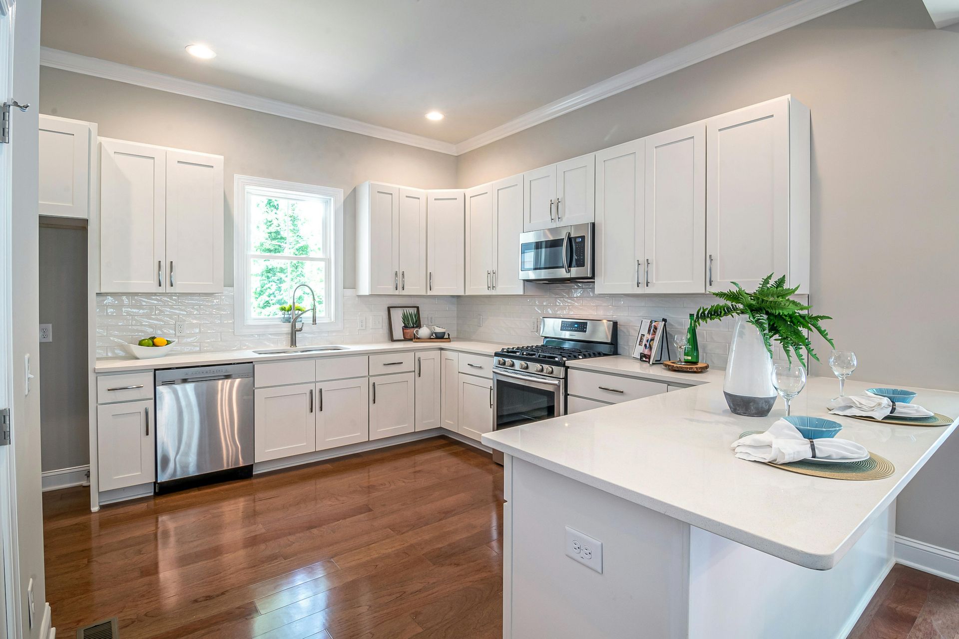 Bright kitchen with gas stove