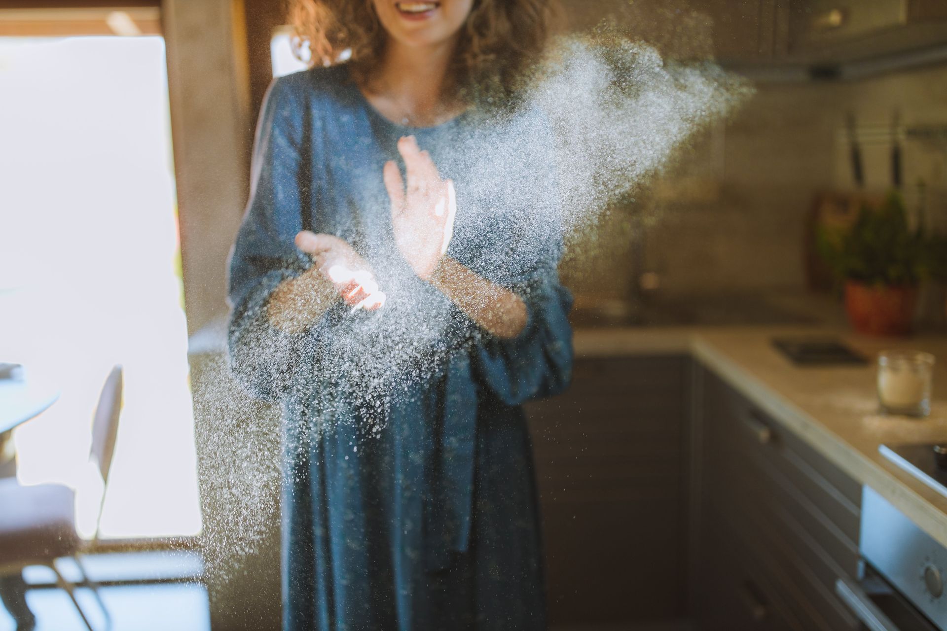 Dust in a sunbeam with lady