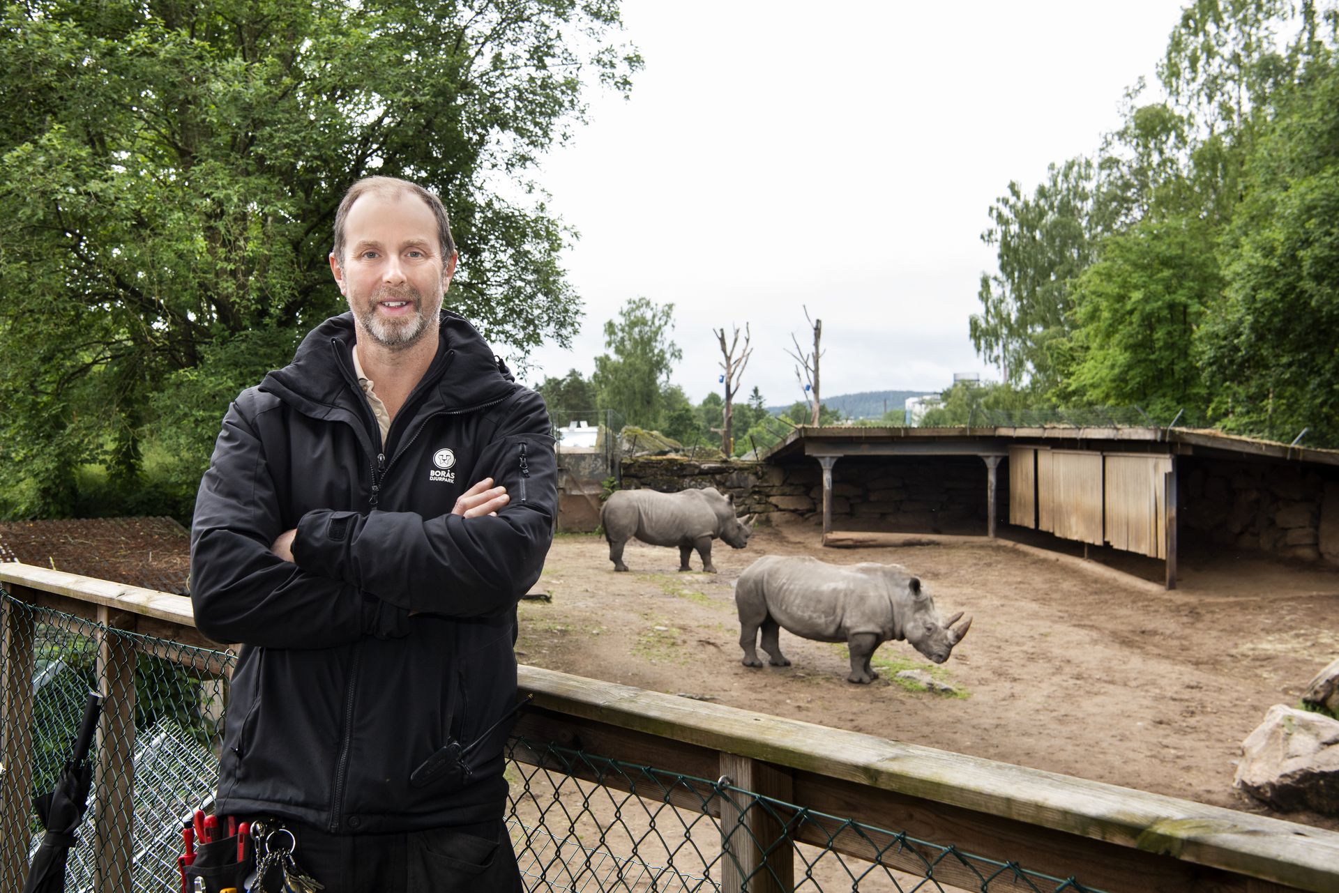 Summer paddock for rhinos at the zoo in the Swedish city Borås.