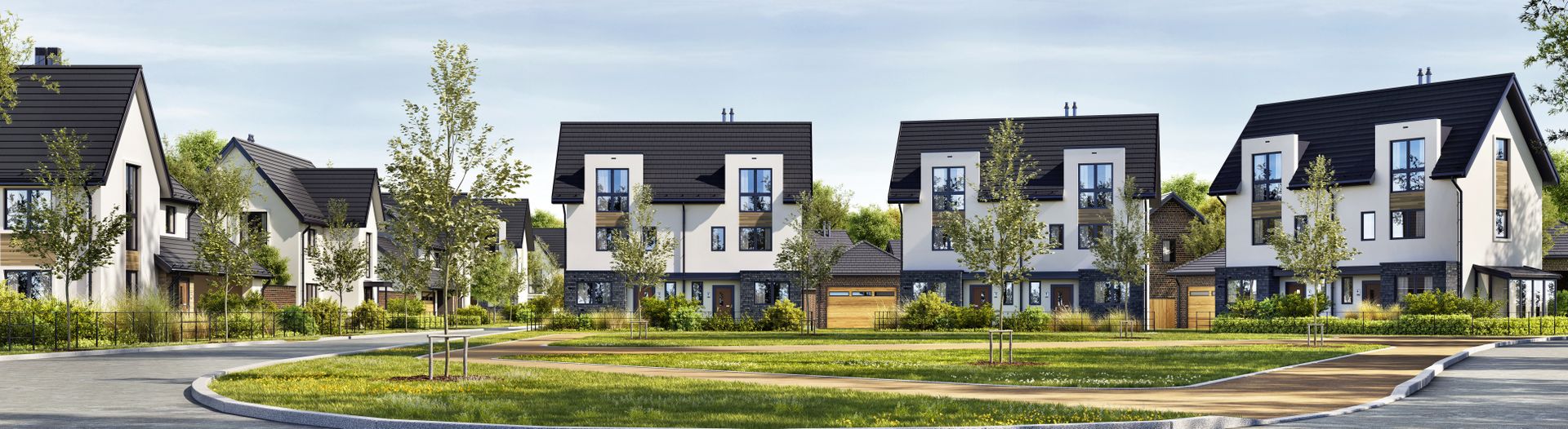 Newly built homes in a residential estate
house, home, modern, exterior, estate, residential, architecture, outdoor, street, building, luxury, town, townhouse, property, family, lawn, design, cityscape, houses, beautiful, construction, yard, suburbs, neighborhood, garden, dwelling, housing, homes, new, country house, villa, cottage, facade, sky, investment, community, grass, real estate, white, panorama, gable tile, row, condominium, city, residence, roof, tree, road, view, 3d