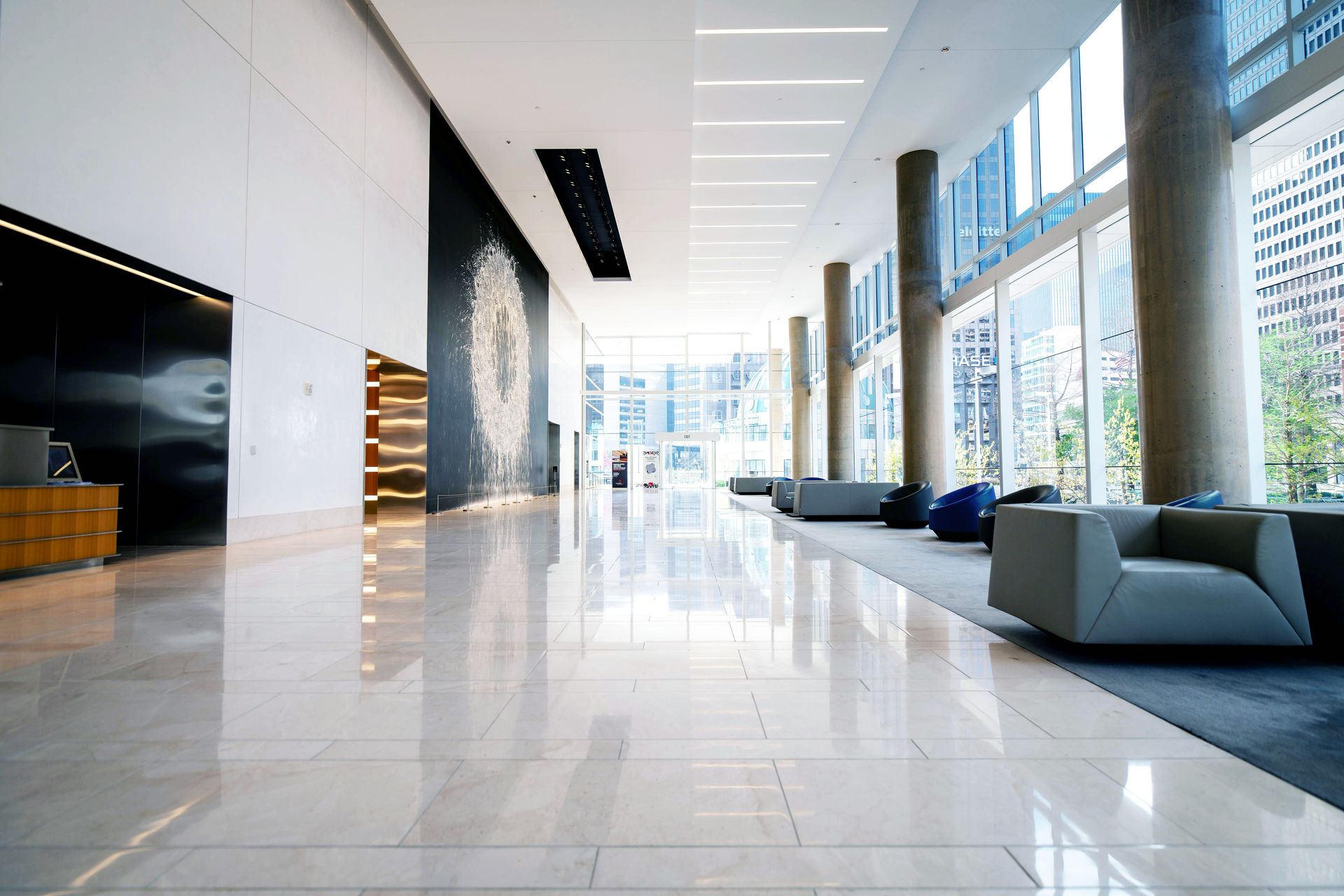 Image of a modern lobby in a commercial building