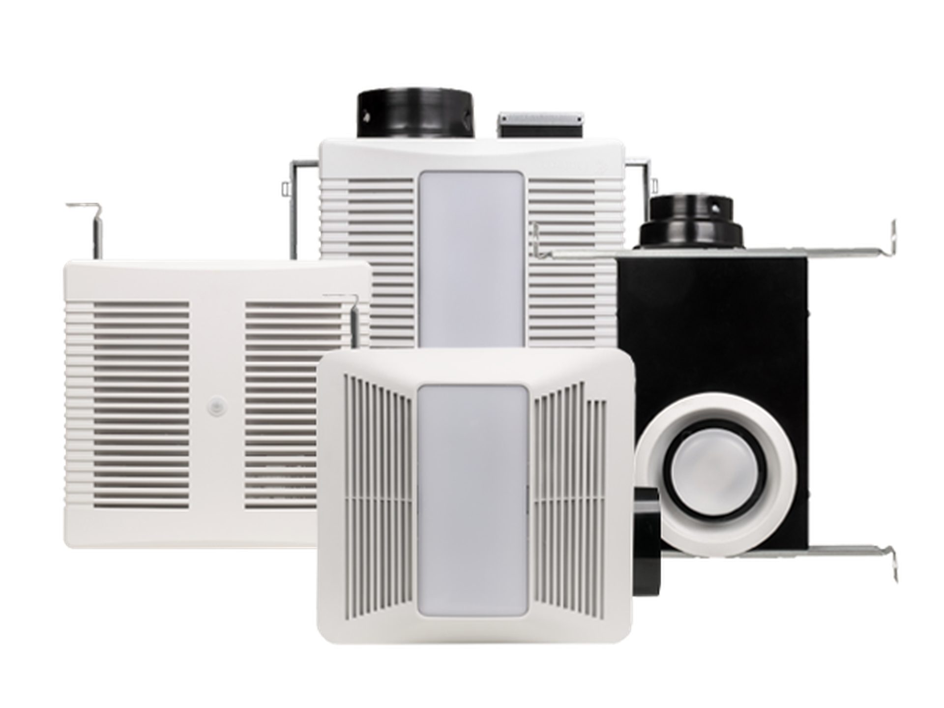 Bathfan, Ceiling-mount and wall-mount models with various options for small to large bathrooms