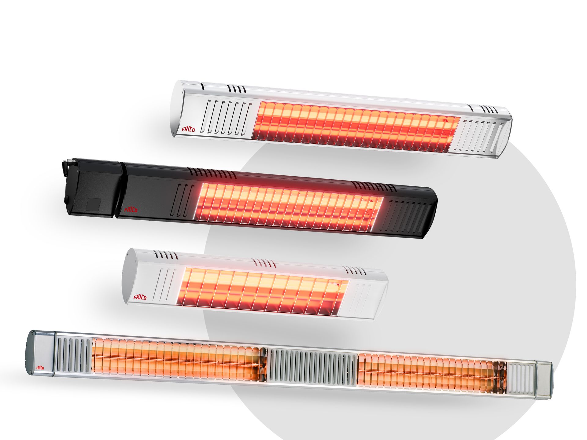 Term, Slanke halogen infrarøde terrassevarmere i klassisk design og flere farver