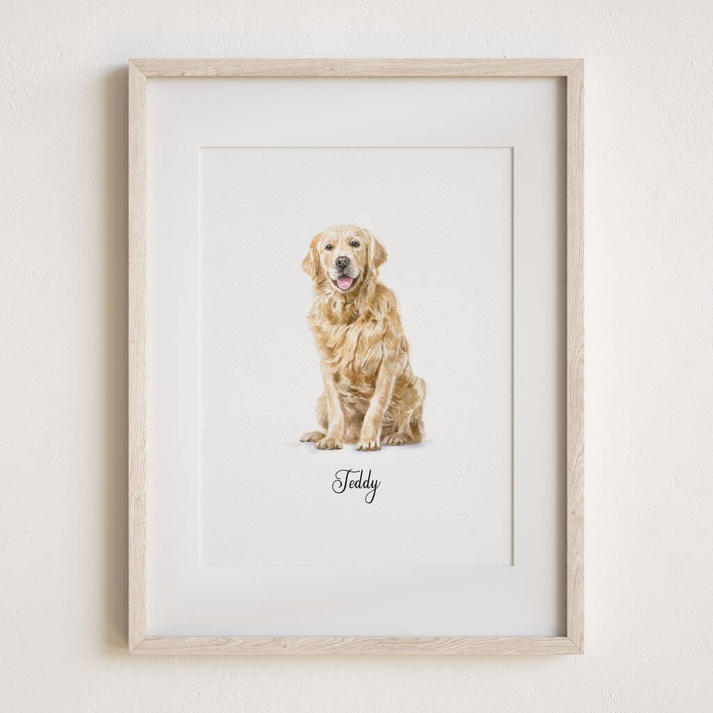 Image of a Golden Retriever called Teddy on a custom dog portrait