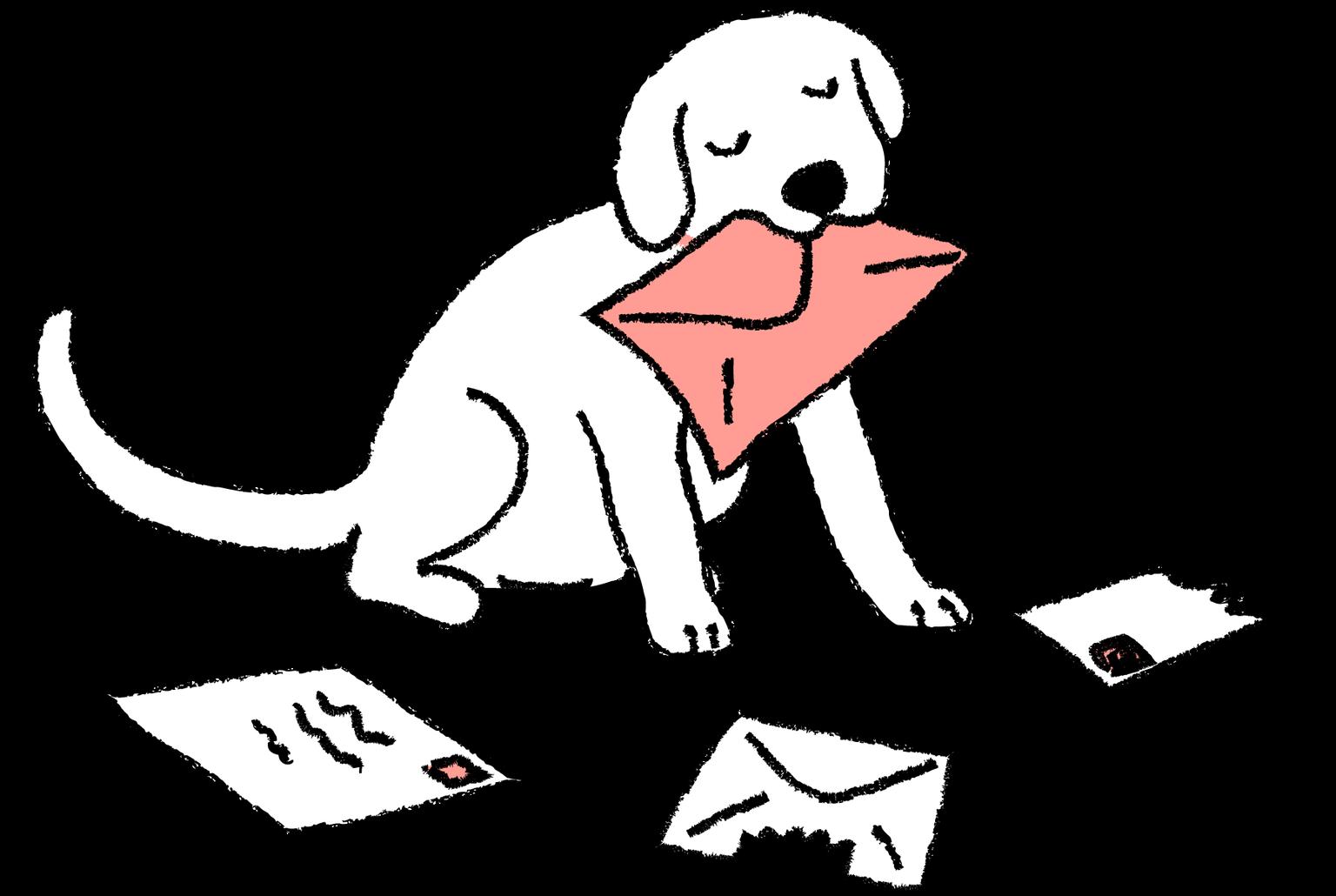 drawing of dog eating mail