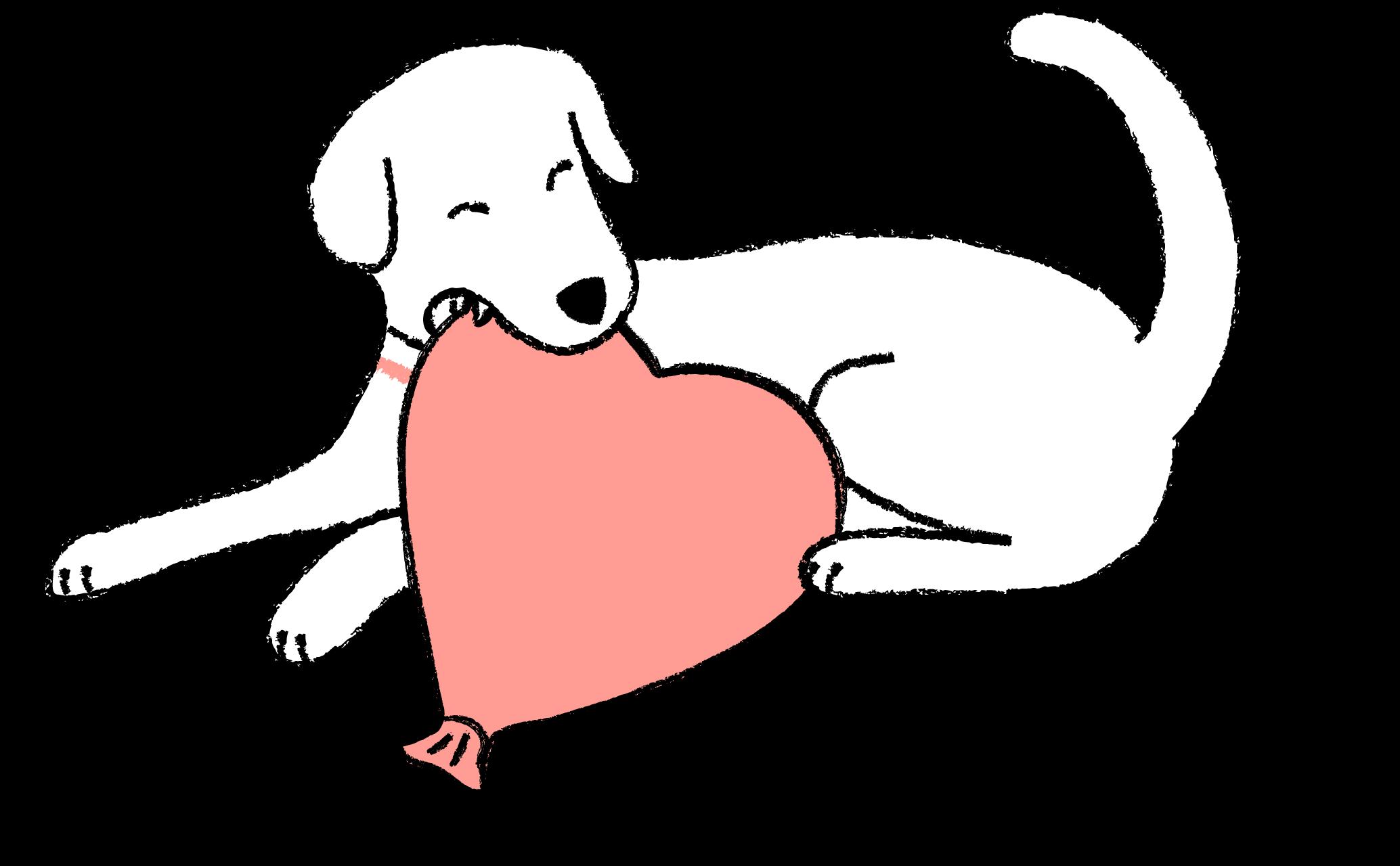 Puppy with heart balloon illustration