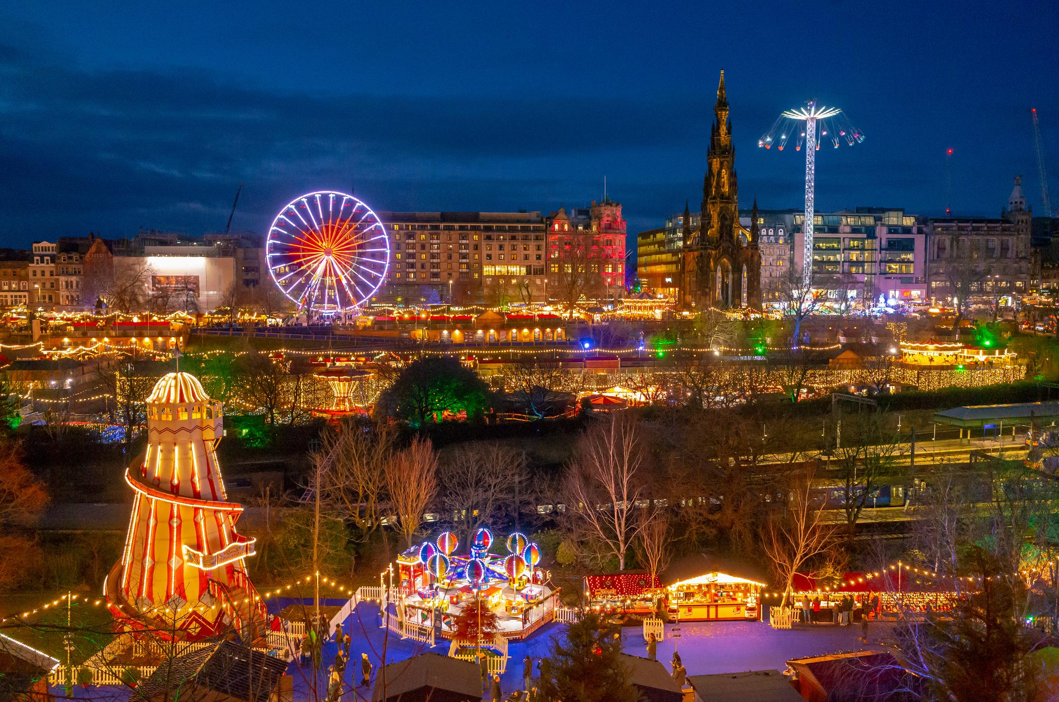 Image of Edinburgh Christmas market at night