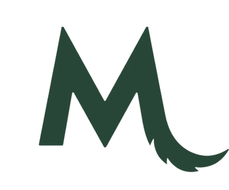 Stylized green letter "M" with a curved tail on a white background.