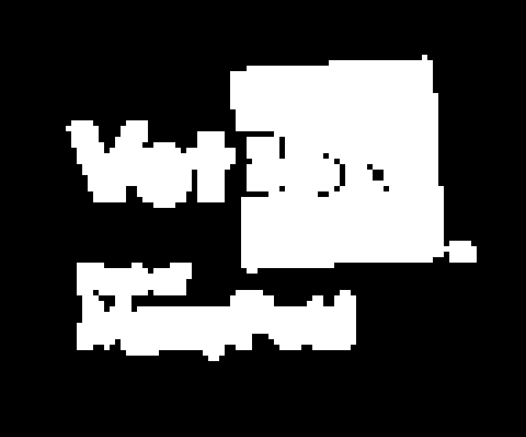 White text and a square shape on a black background, with portions of the text appearing fragmented or incomplete.