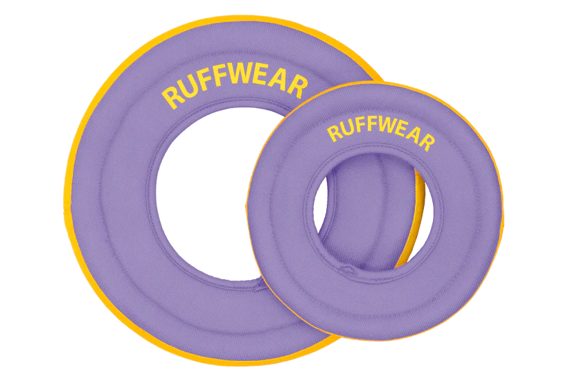 Image of a Ruffwear Hydro toy in purple and yellow