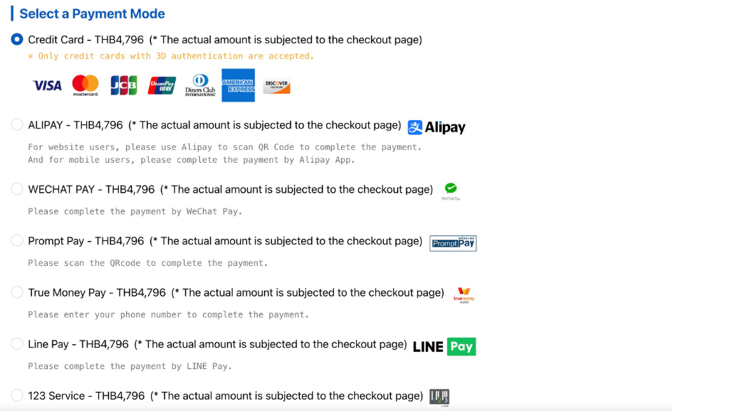 Multiple Payment Methods Multiple Payment Methods