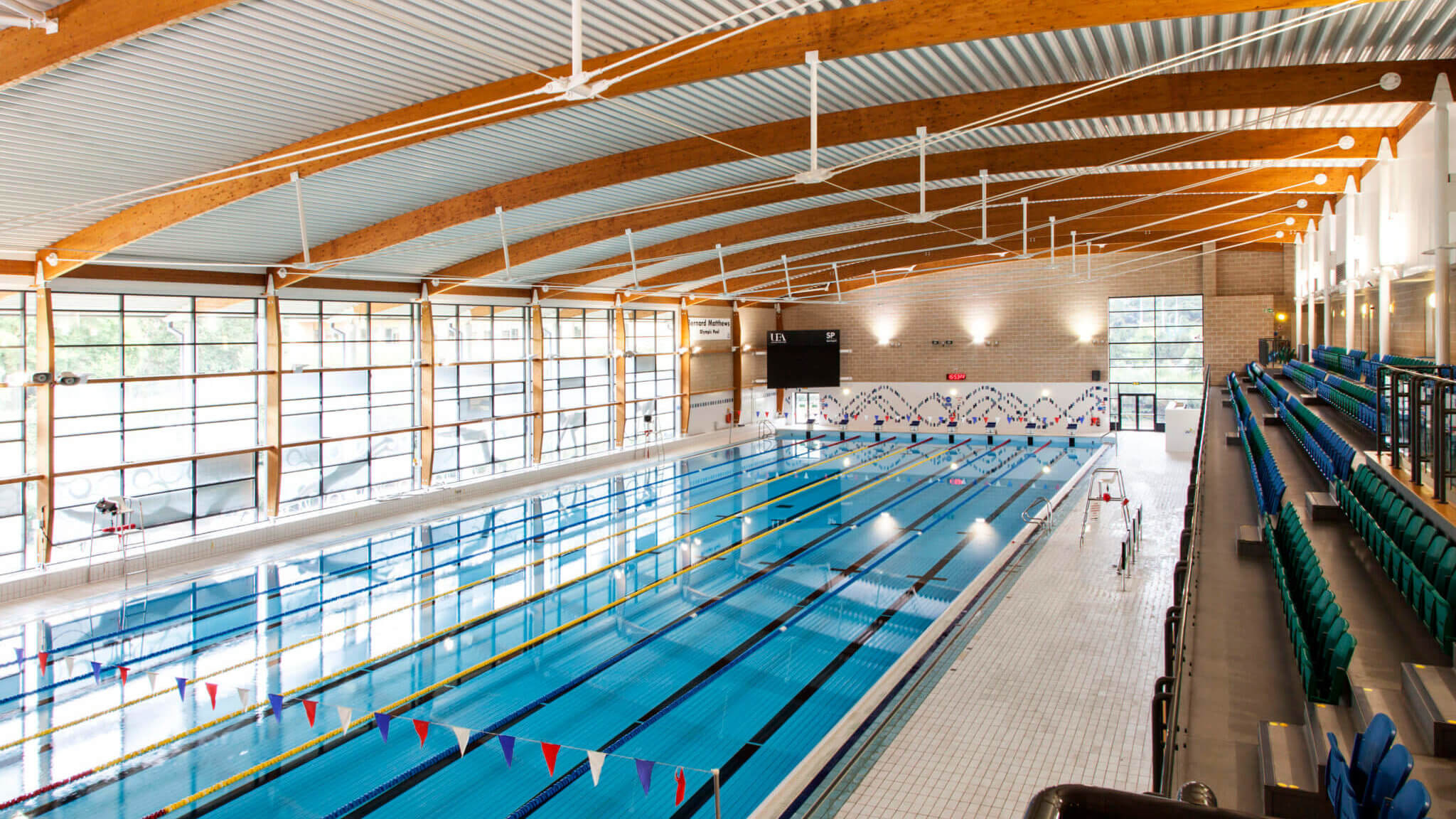 High view of the UEA Sportspark swimming pool