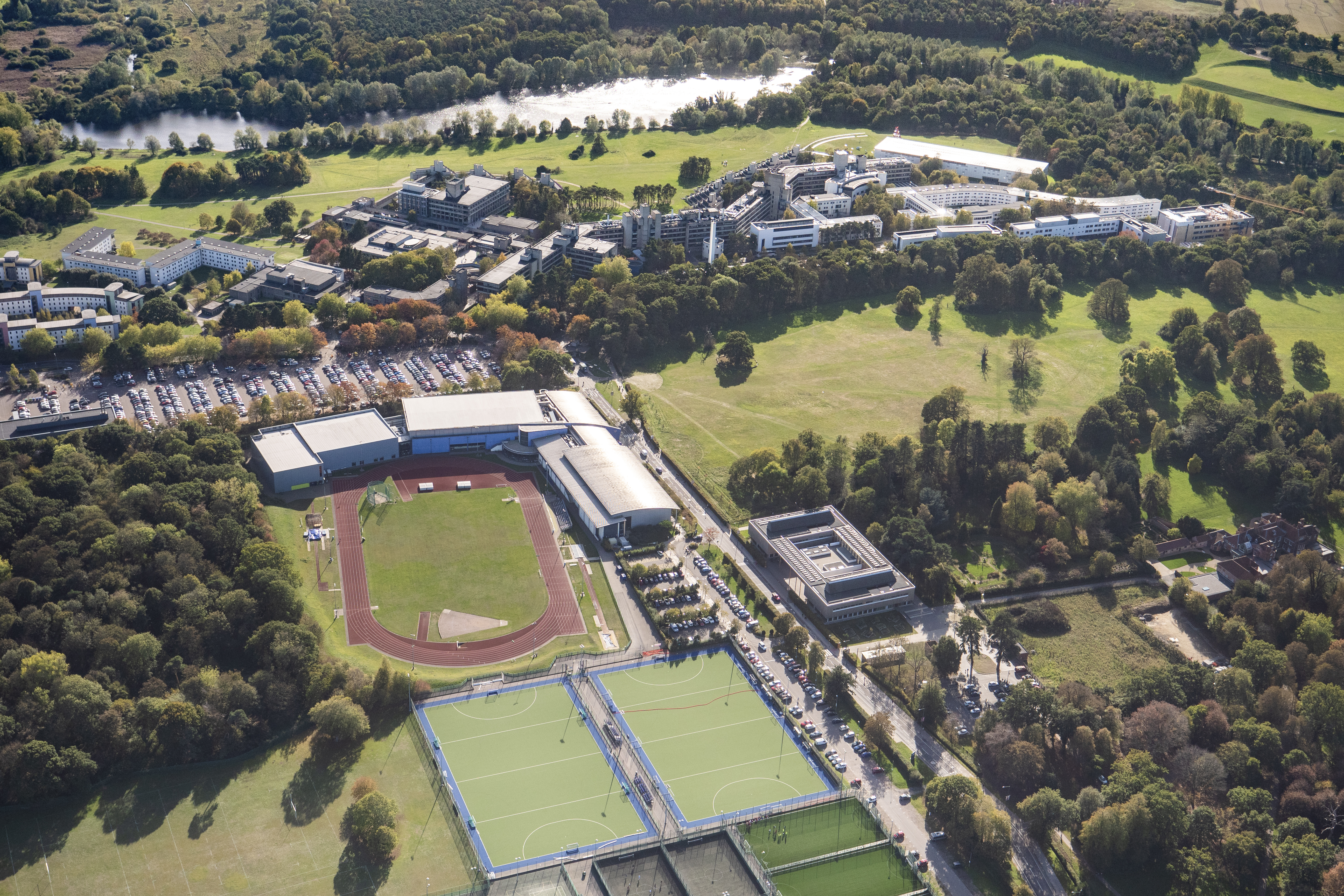 aerial shot of campus