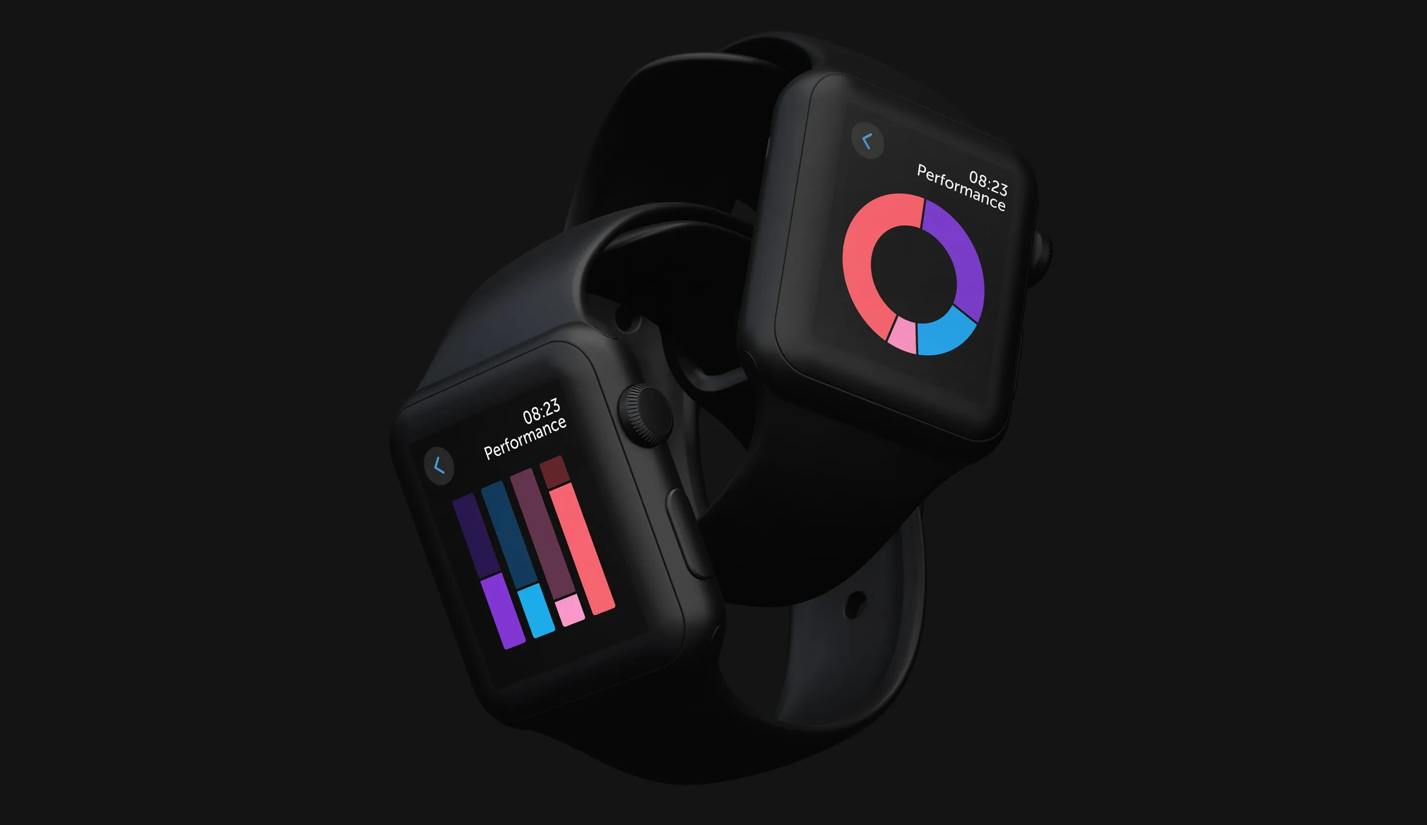 smartwatch-data-visualization-bar-donut-graph-in-apple-watch-mockup smartwatch-data-visualization-bar-donut-graph-in-apple-watch-mockup