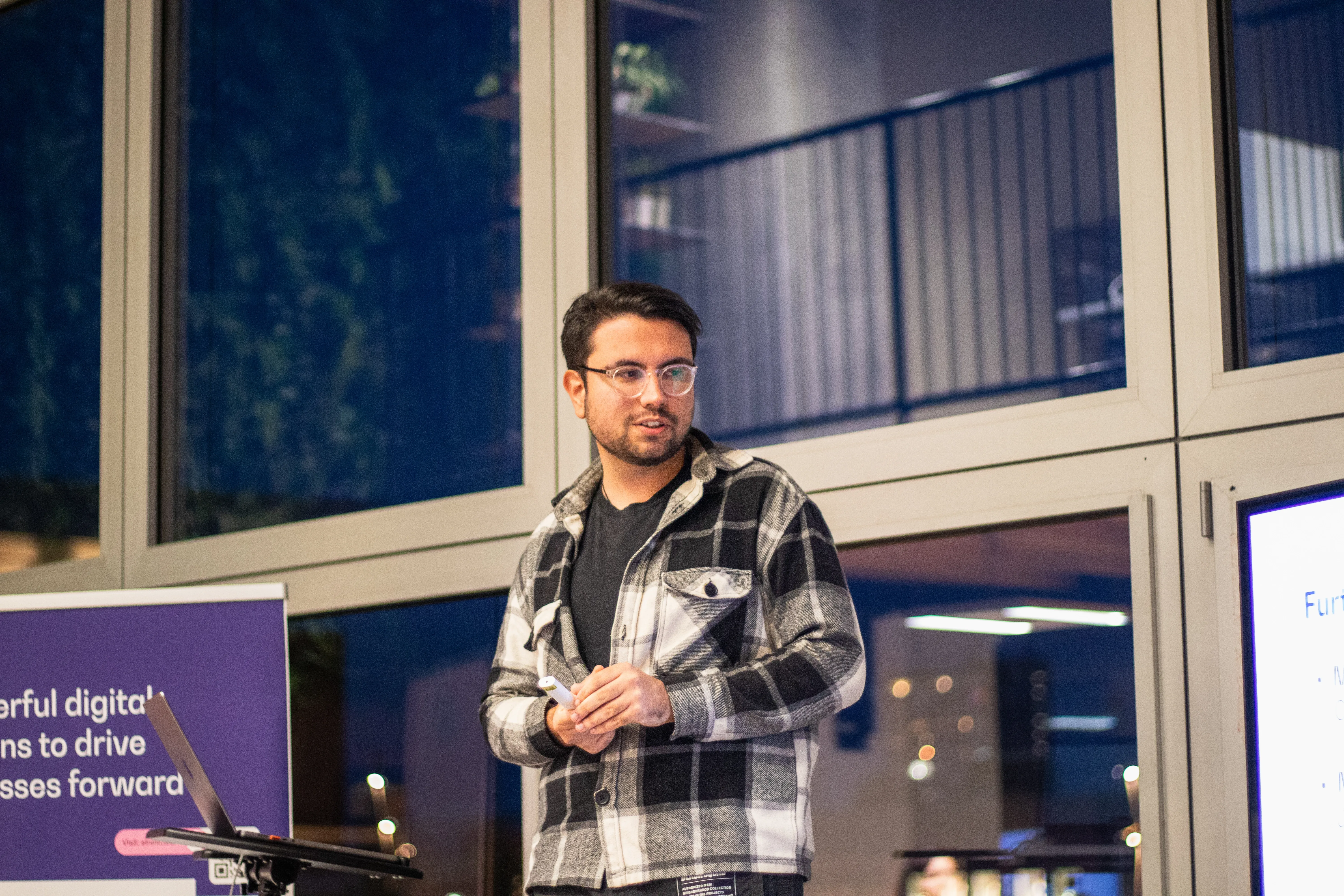 Filip presenting during the web development meet up
