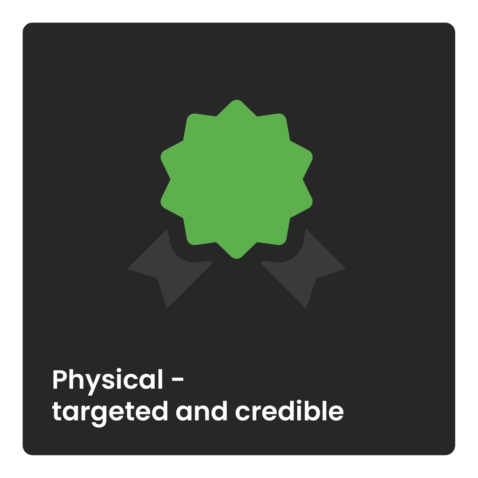 Icon for physical ist targeted and credible.