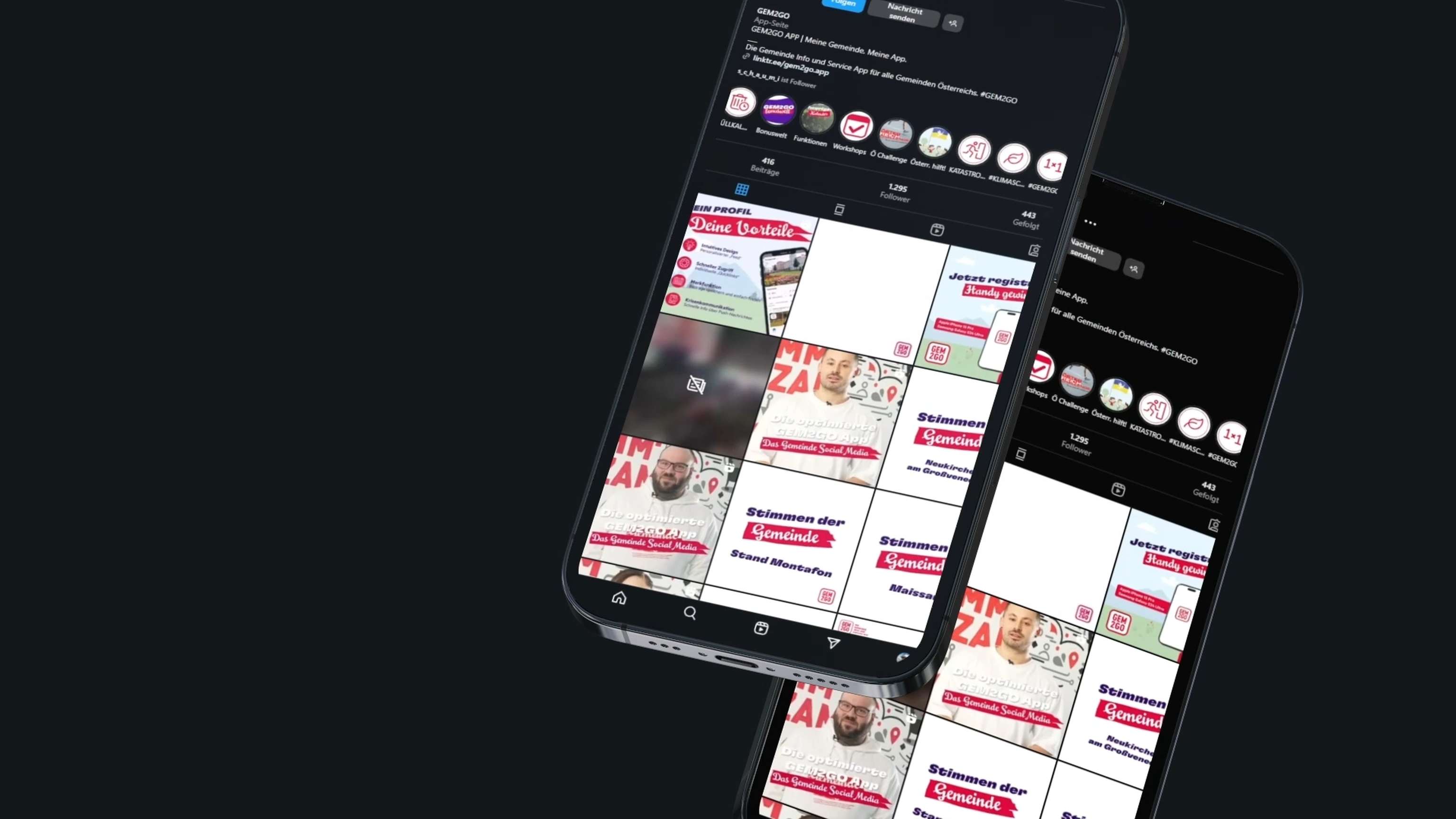 3D Visualisierung von Social Media Postings und Anzeigen auf einem iPhone