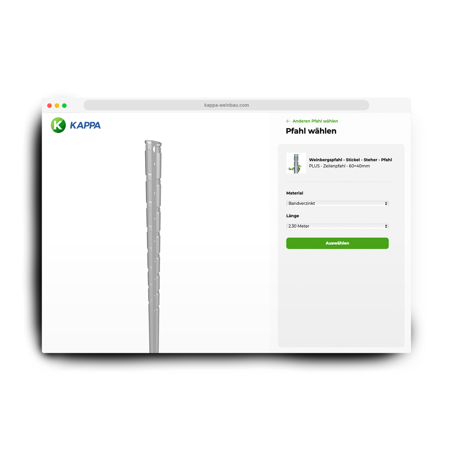 Pfahlauswahl des KAPPA Feldplaners.