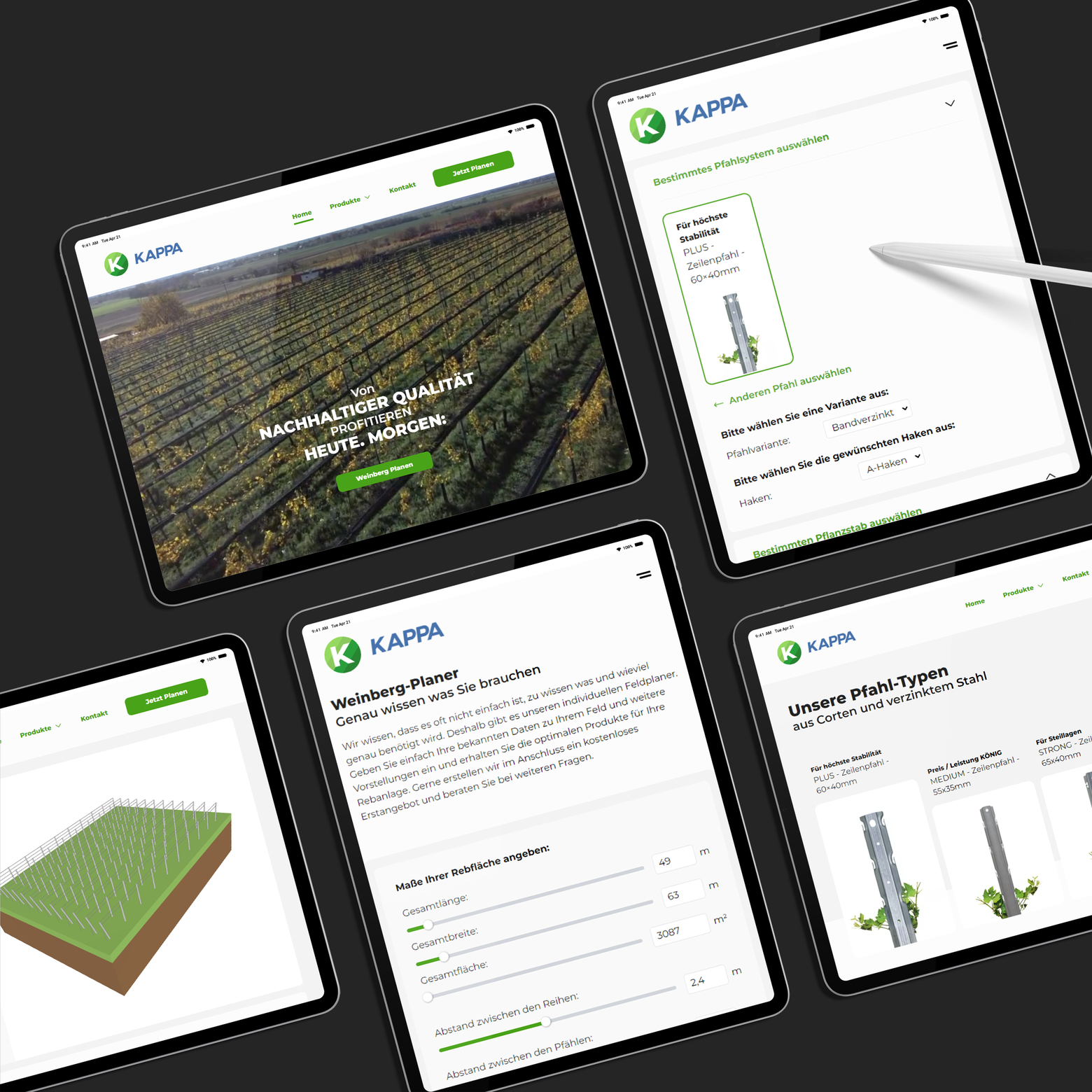 Es wird die Webseite des Unternehmens Kappa auf verschiedenen Bildschirmen gezeigt.