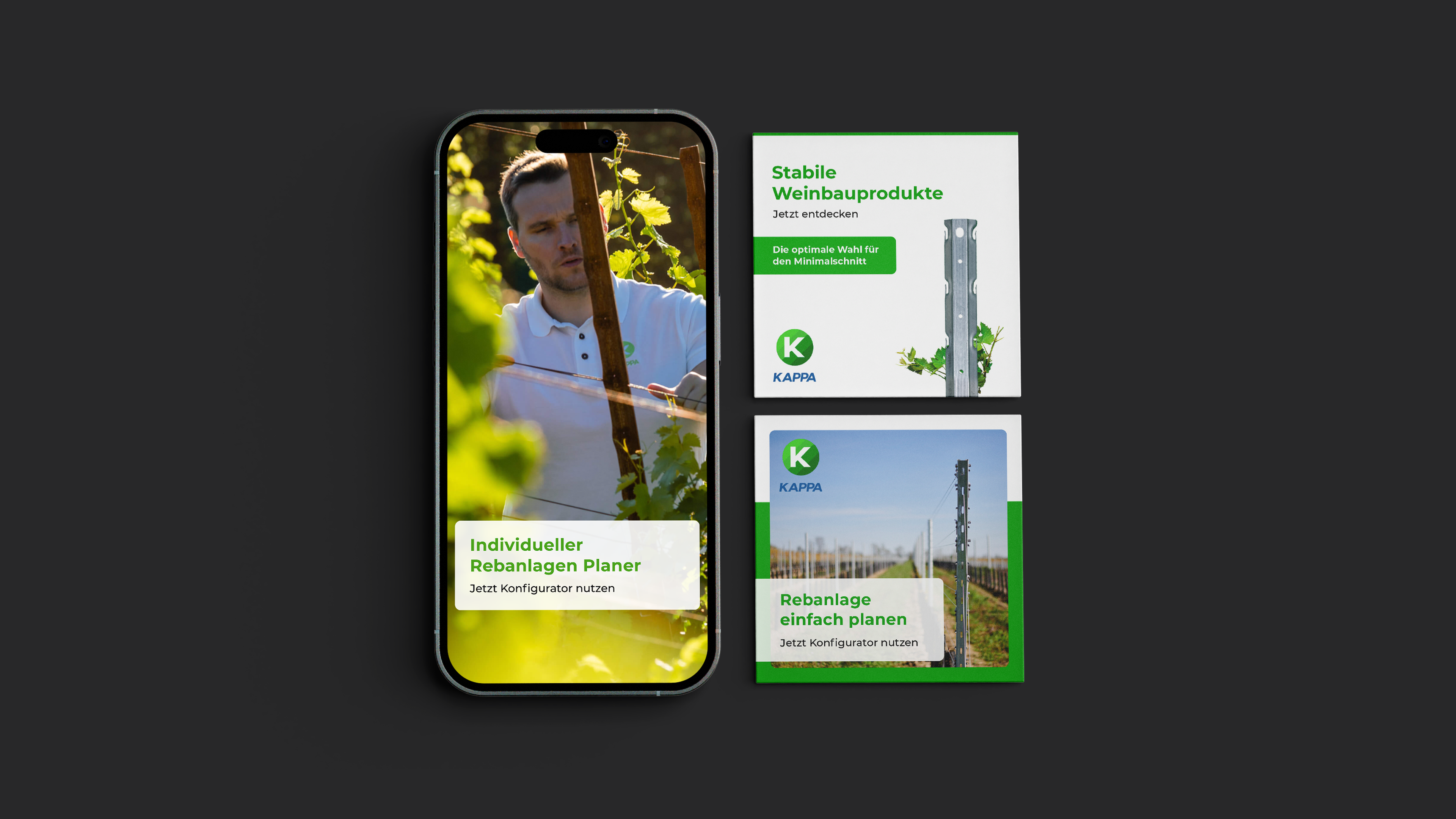 Smartphone Mockup eines Beispiels für Paid Media Posts für Social Media.