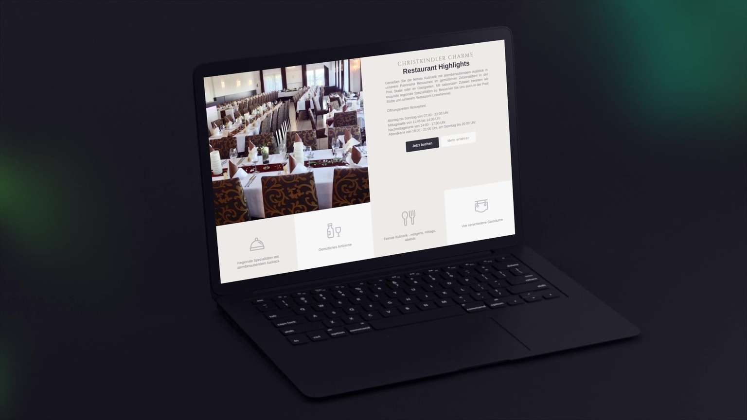 Website der Baumgartner Hotelgruppe im Laptop-Mockup