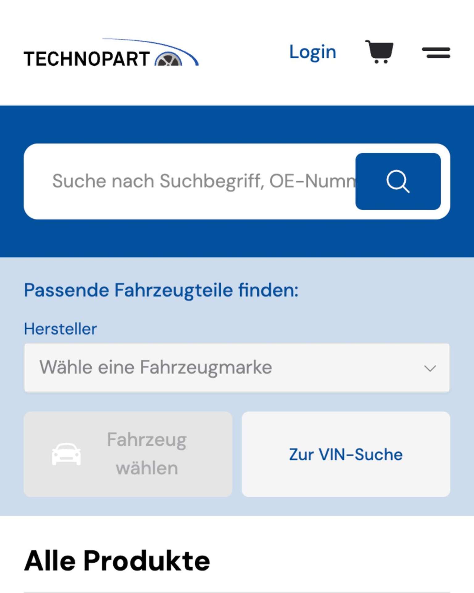 Mobile Fahrzeugsuche im Technopart-Shop