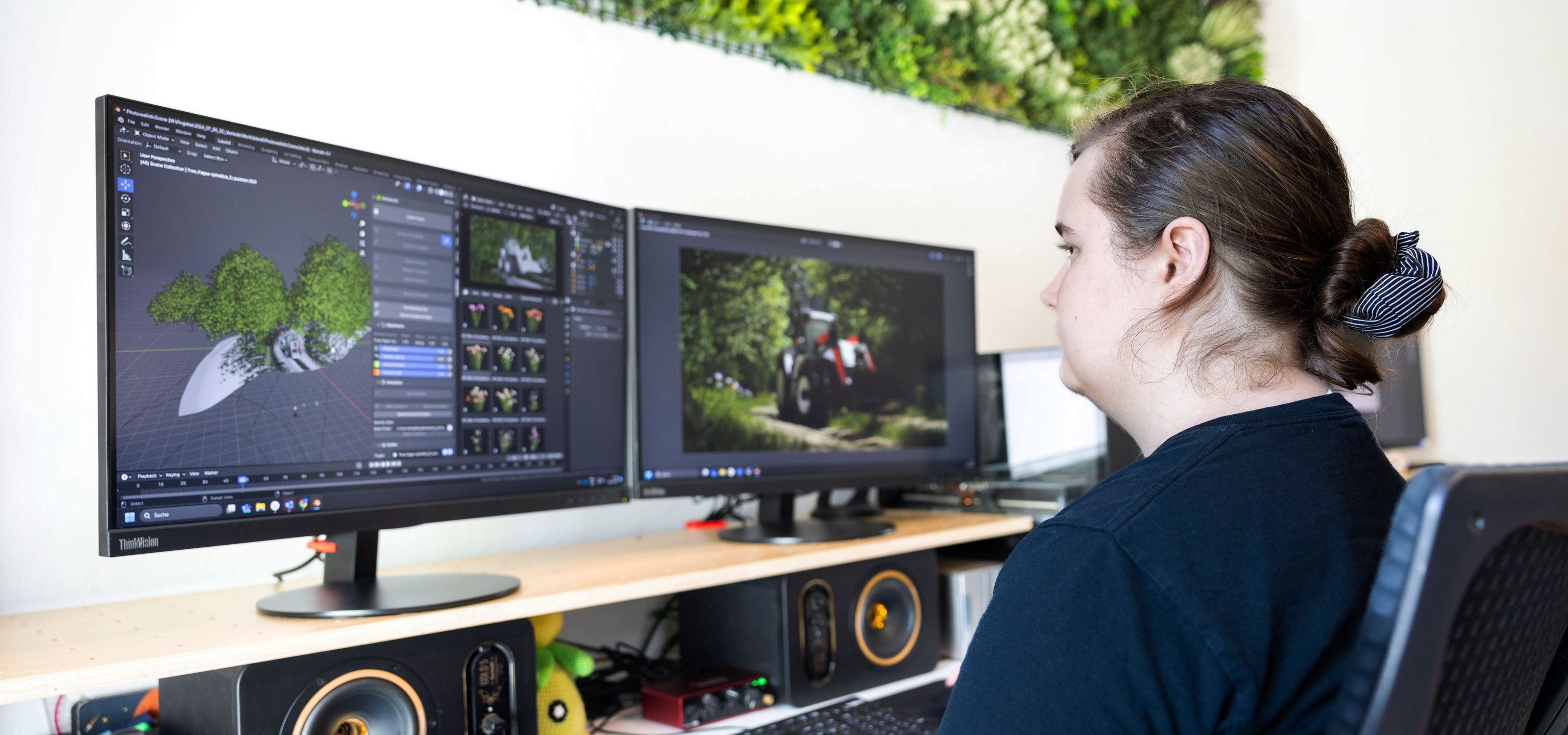 Unsere Motion Grafikerin Anja arbeitet an einem 3D-Projekt