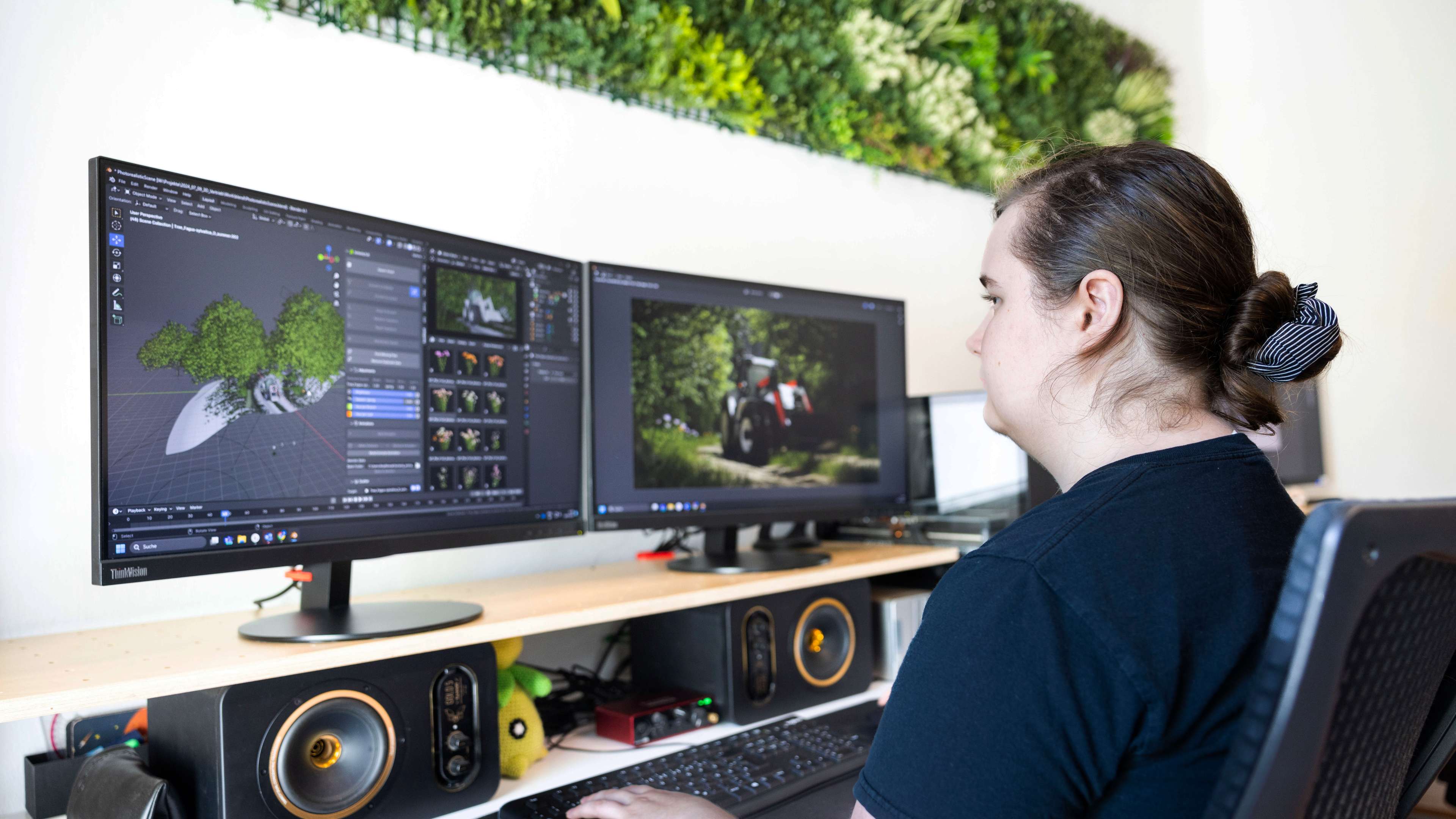 Unsere Motion Grafikerin Anja arbeitet an einem 3D-Projekt