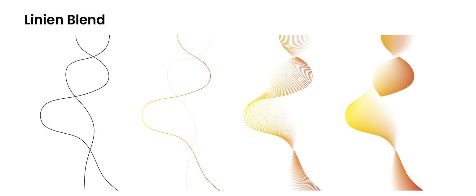 Die Grafik zeigt wie ein Linien Blend in Adobe Illustrator erzielt wird.