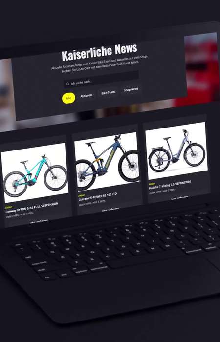 Website von Sport Kaiser im Laptop-Mockup