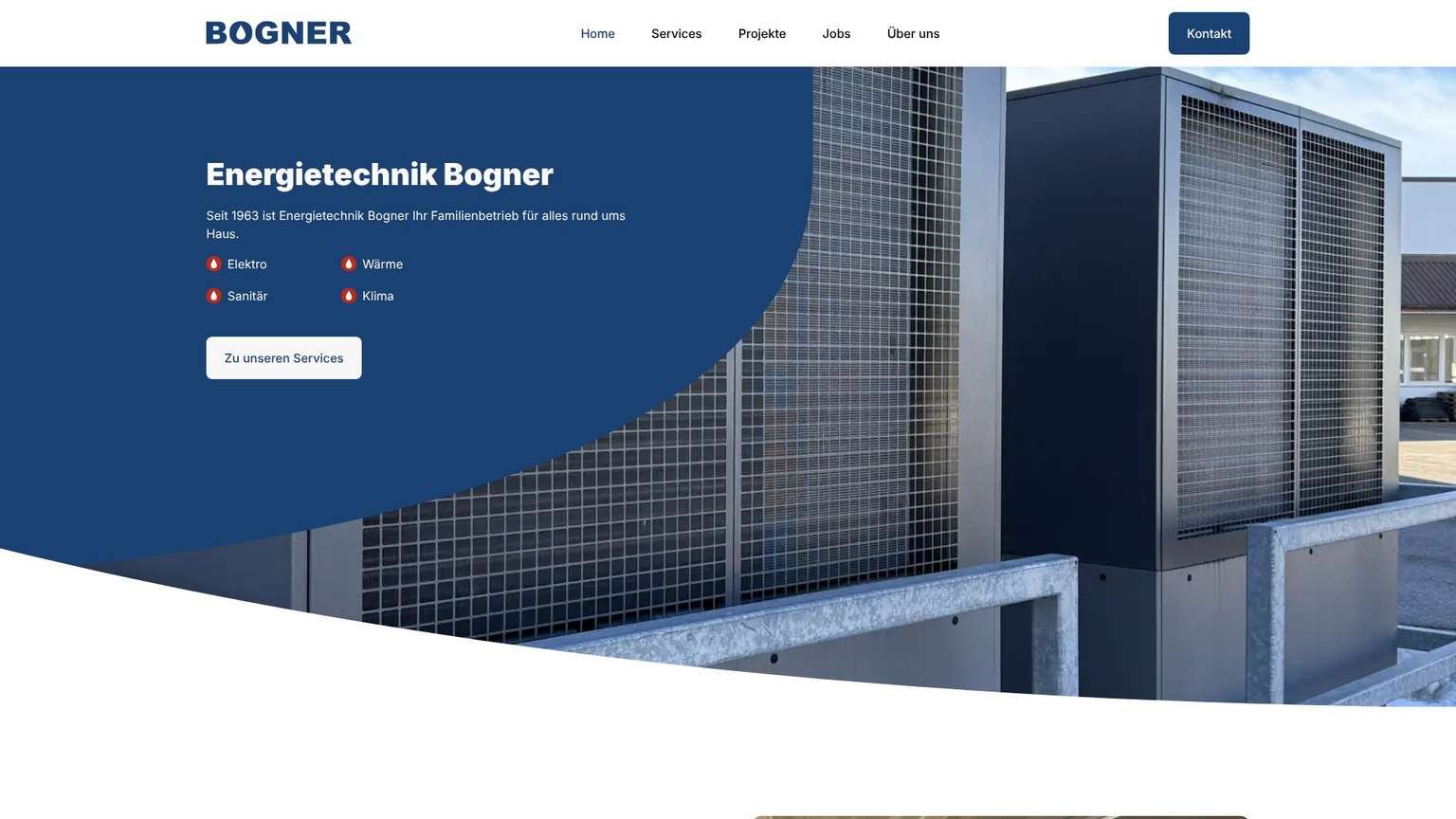 Startseite der neuen Website von Energietechnik Bogner