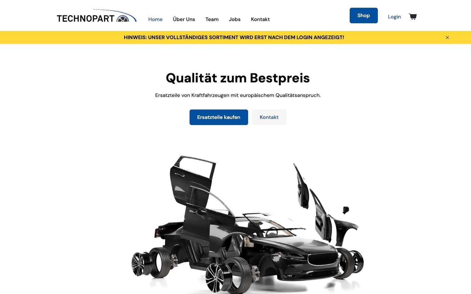 Ersatzteil-Shop von Technopart mit Fahrzeugsuche