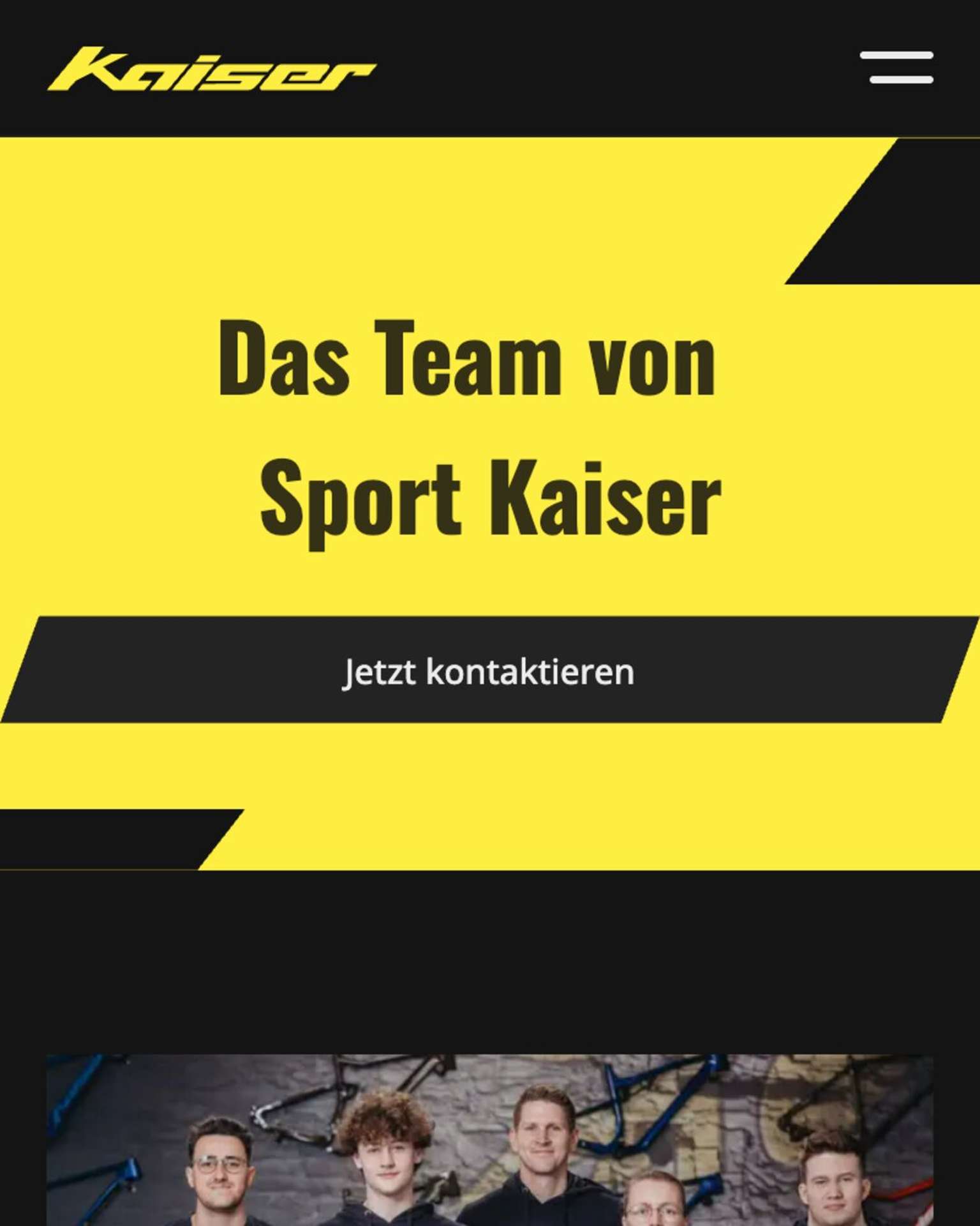Mobile Ansicht der Website von Sport Kaiser