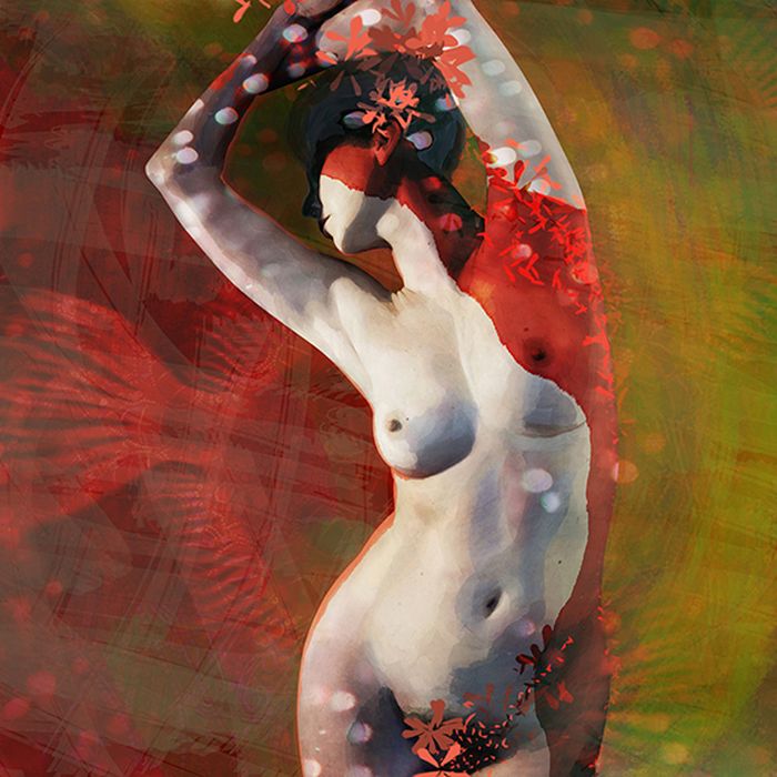 Image : ©VAM 2015, série «Opium » L’Odalisque - Tirage pigmentaire par Dahinden sur toile Canvas, et broderie au fil de soie