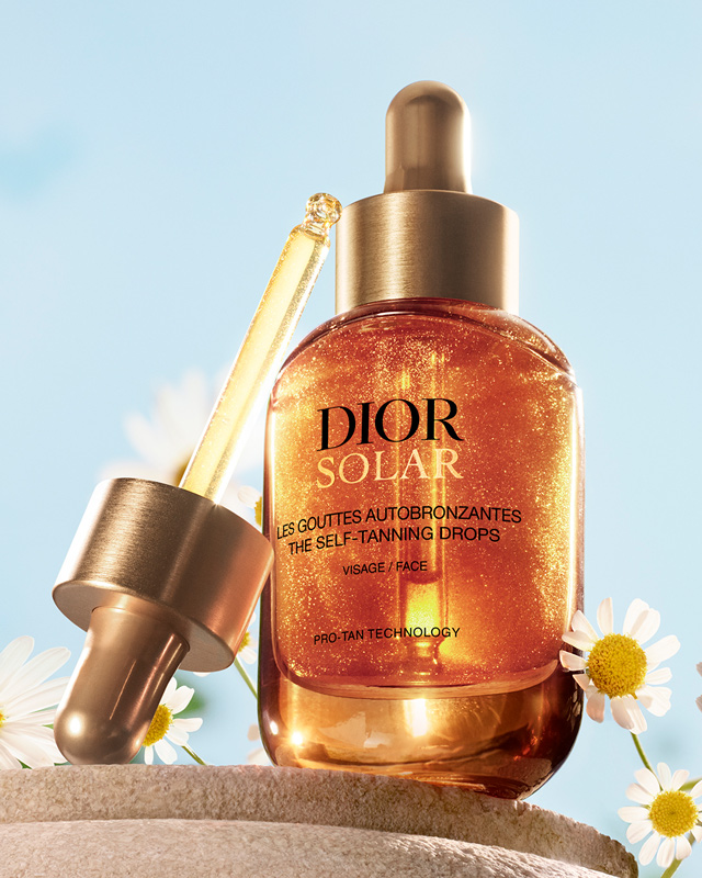 DIOR, Solar, les gouttes autobronzantes, 2026 - postproduction Dahinden
