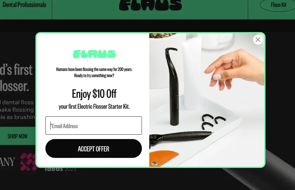 flaus product promotion popup